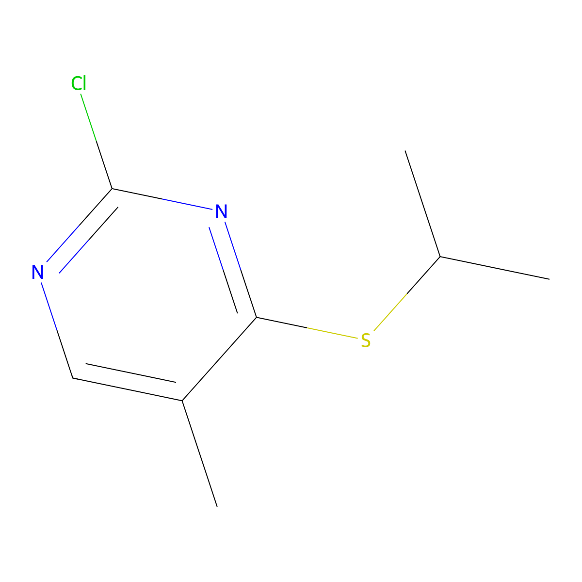2-Chloro-4-(isopropylthio)-5-methylpyrimidine molecular structure, CAS 1512106-36-3