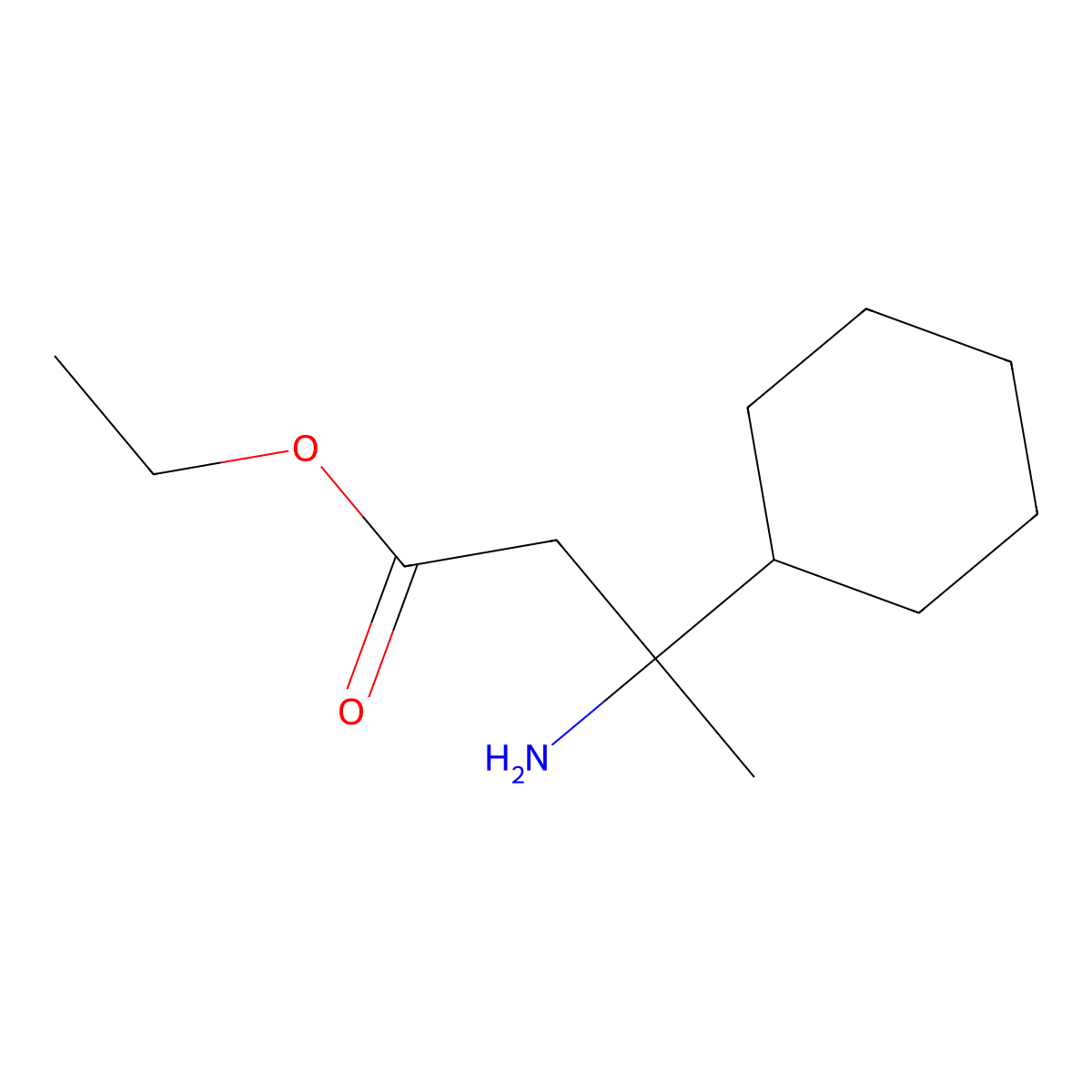 Ethyl 3-amino-3-cyclohexylbutanoate molecular structure, CAS 1512113-65-3