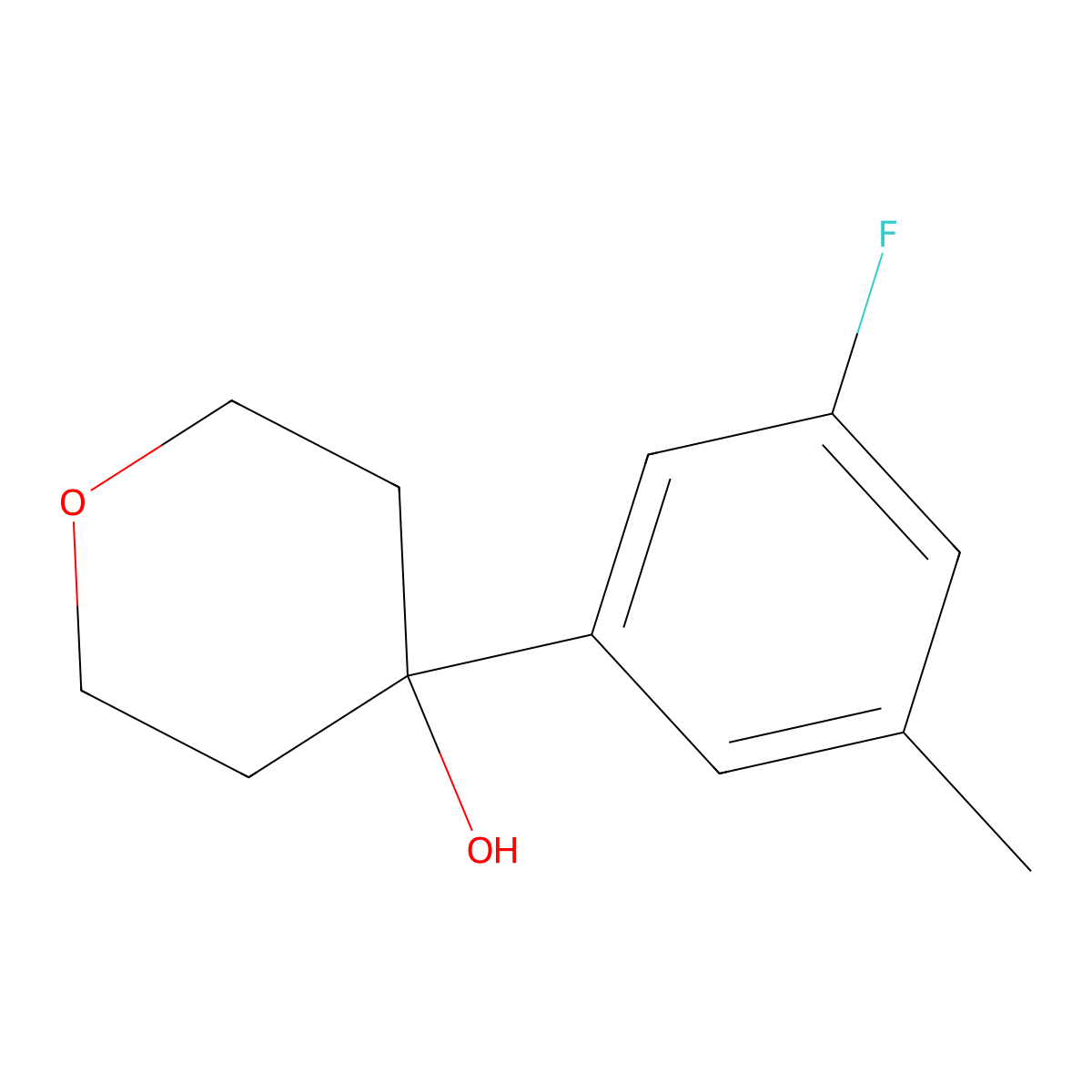 4-(3-Fluoro-5-methylphenyl)oxan-4-ol molecular structure, CAS 1512118-51-2