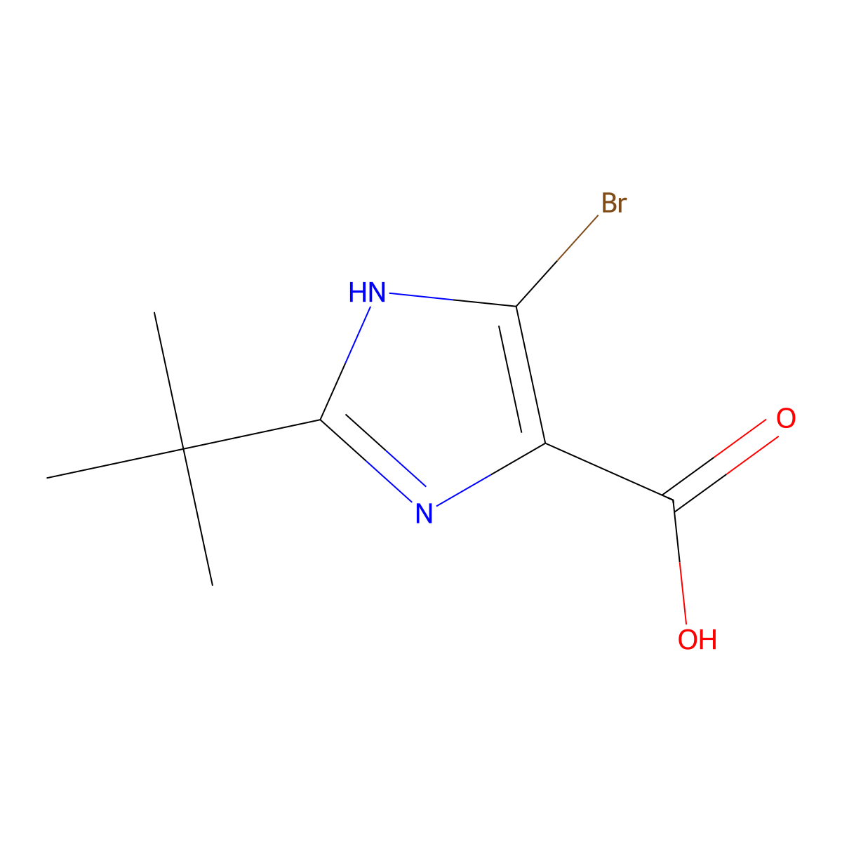 4-bromo-2-tert-butyl-1H-imidazole-5-carboxylic acid molecular structure, CAS 1512125-60-8