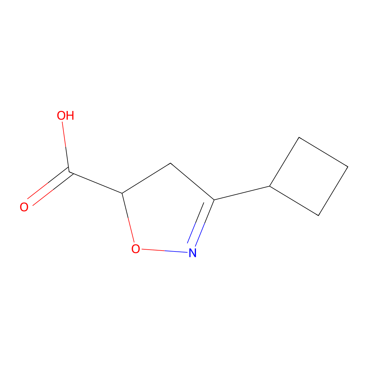 3-Cyclobutyl-4,5-dihydro-1,2-oxazole-5-carboxylic acid molecular structure, CAS 1512141-09-1
