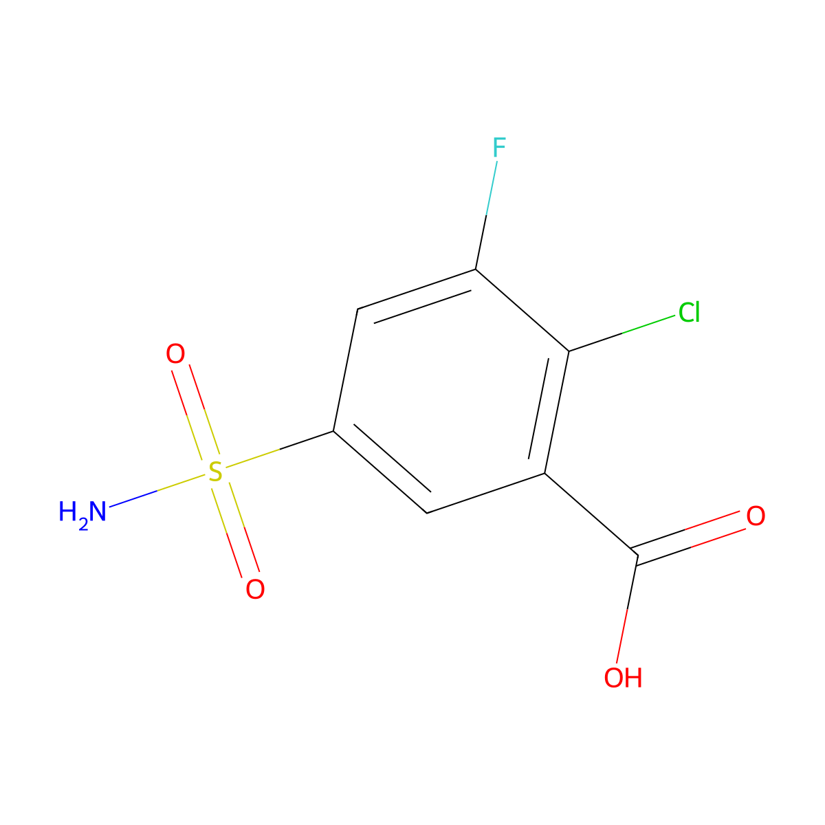 2-Chloro-3-fluoro-5-sulfamoylbenzoic acid molecular structure, CAS 1512161-50-0