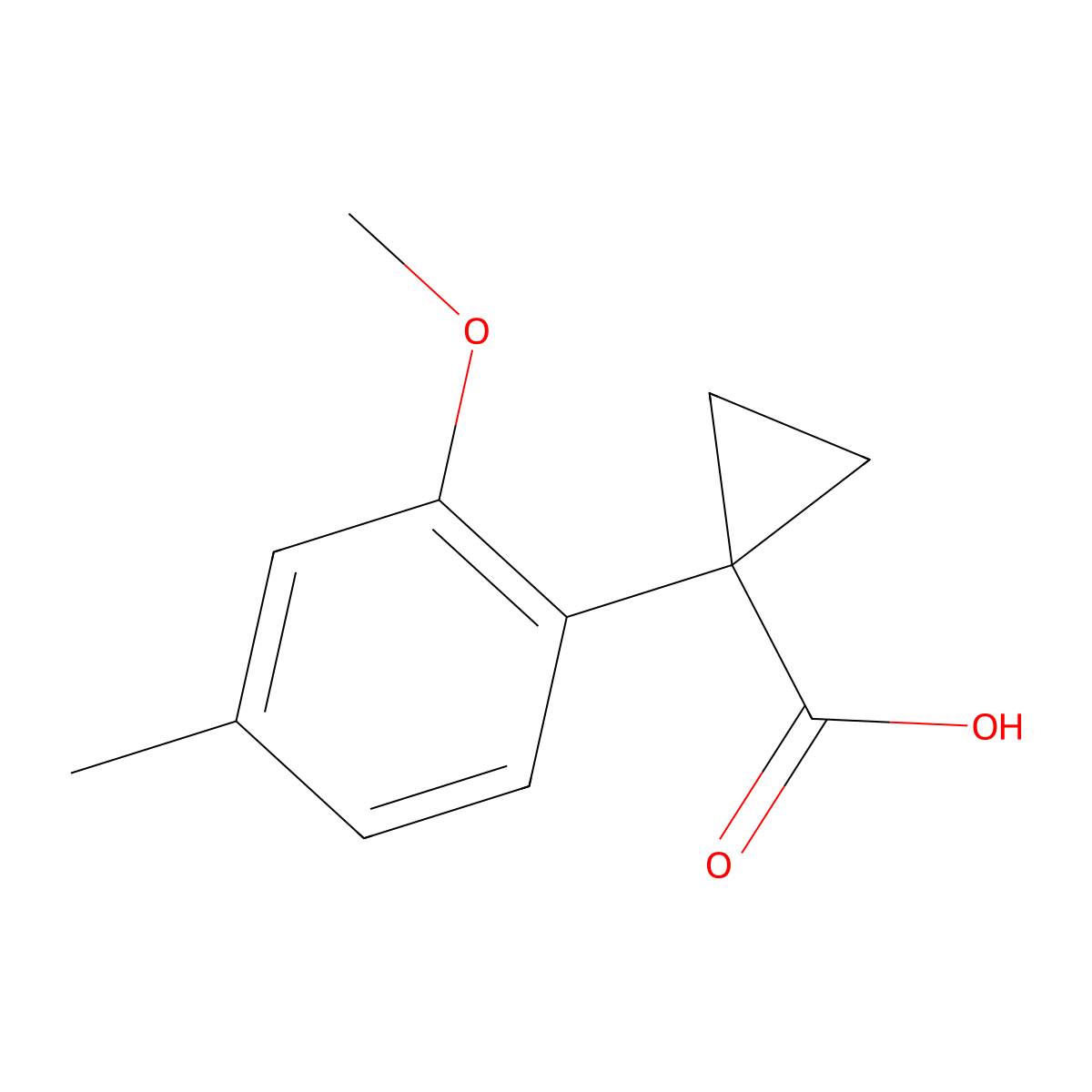 1-(2-Methoxy-4-methylphenyl)cyclopropane-1-carboxylic acid molecular structure, CAS 1512169-29-7