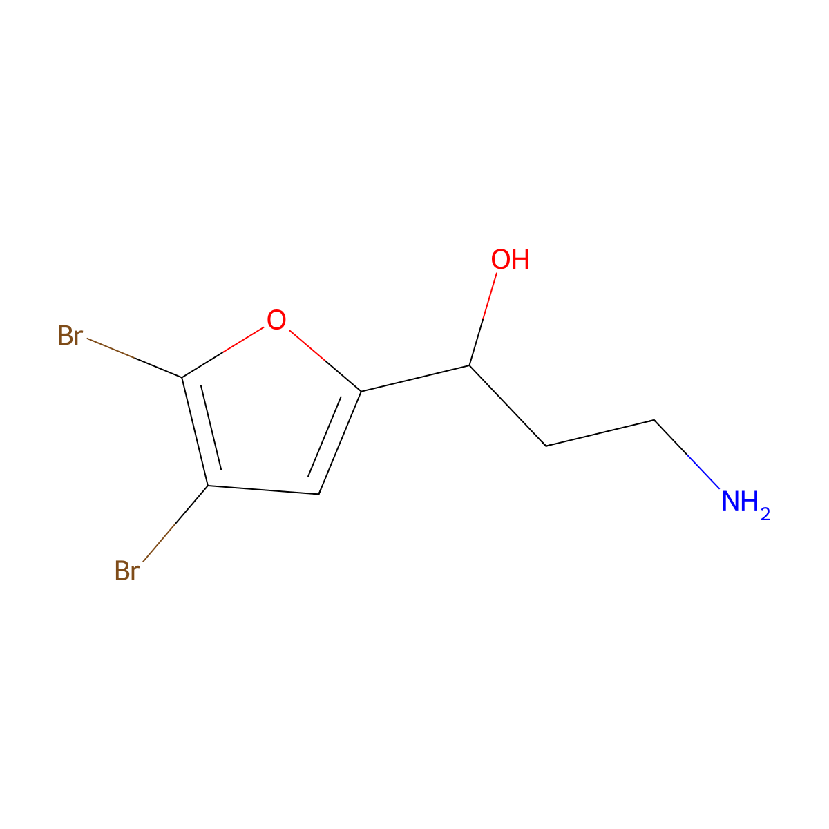 3-Amino-1-(4,5-dibromofuran-2-yl)propan-1-ol molecular structure, CAS 1512169-33-3