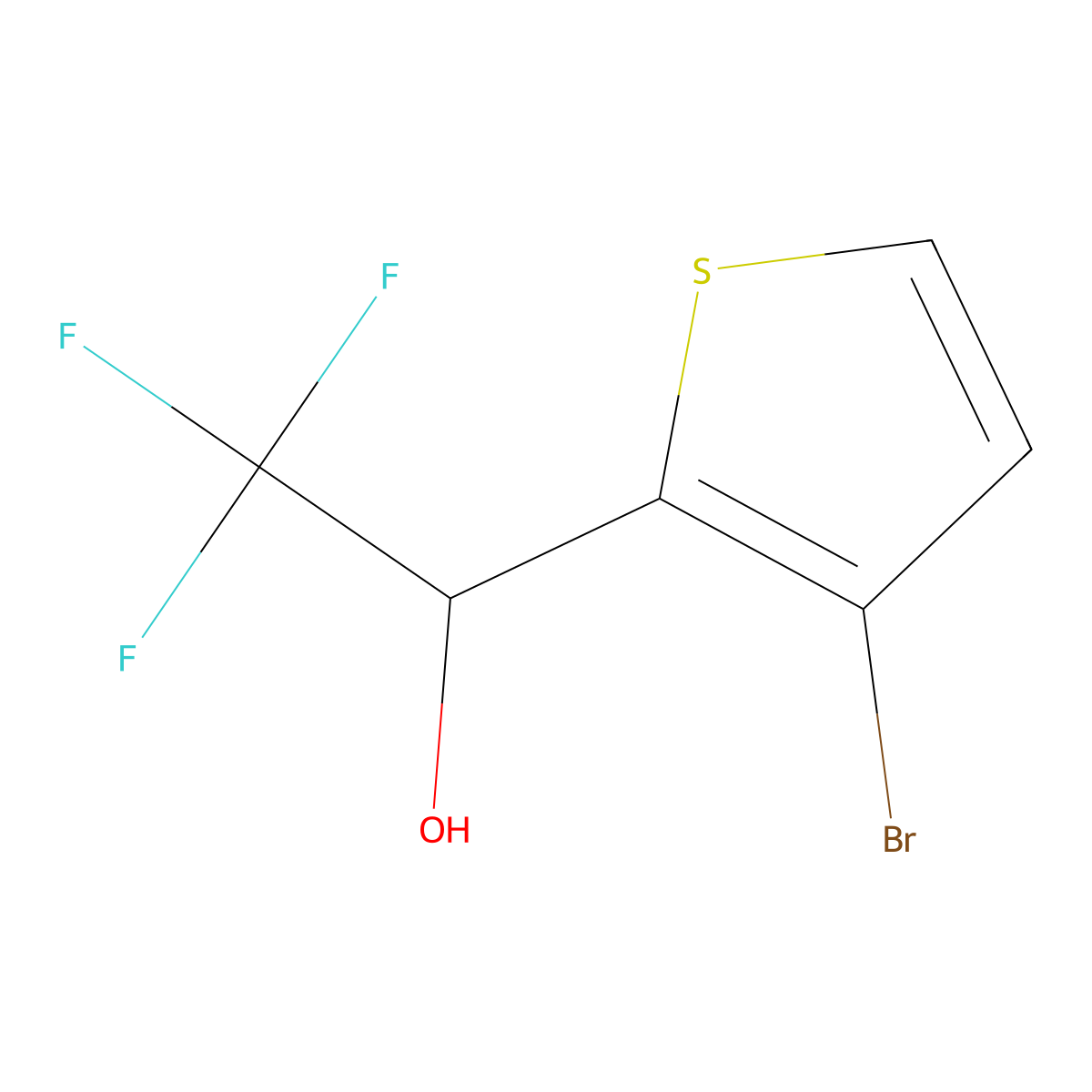 1-(3-Bromothiophen-2-yl)-2,2,2-trifluoroethan-1-ol molecular structure, CAS 1512186-24-1