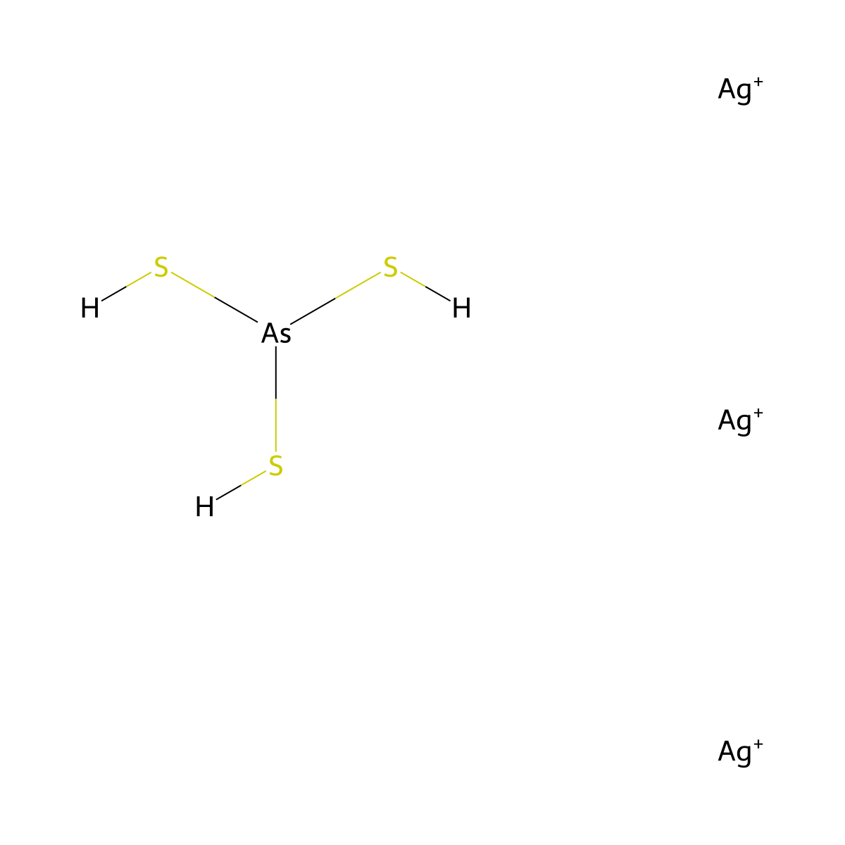 Proustite (Ag3(AsS3)) molecular structure, CAS 15122-58-4