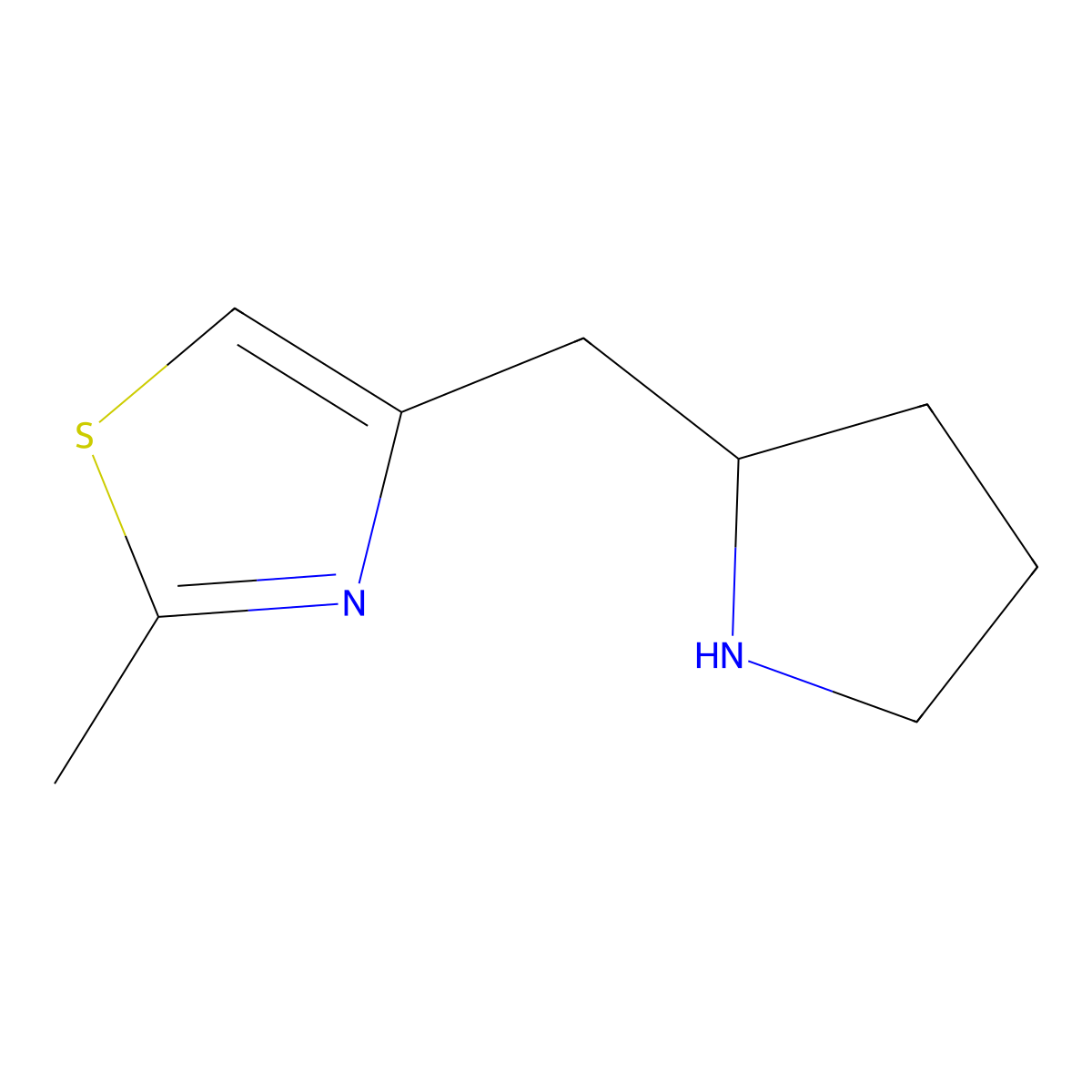 2-Methyl-4-(pyrrolidin-2-ylmethyl)thiazole molecular structure, CAS 1512200-28-0