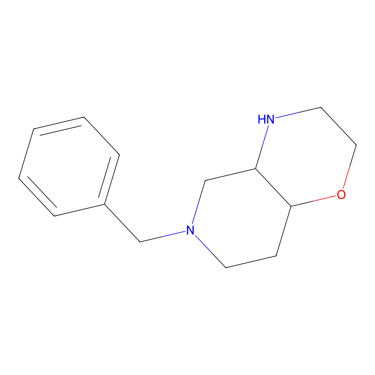 6-benzyl-octahydro-2H-pyrido[4,3-b]morpholine molecular structure, CAS 1512222-32-0