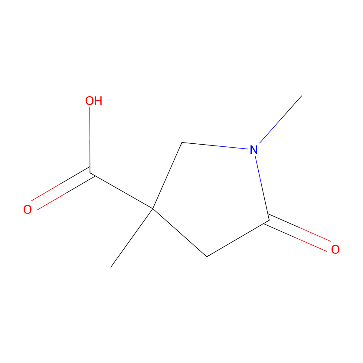 1,3-Dimethyl-5-oxopyrrolidine-3-carboxylic acid molecular structure, CAS 1512245-84-9