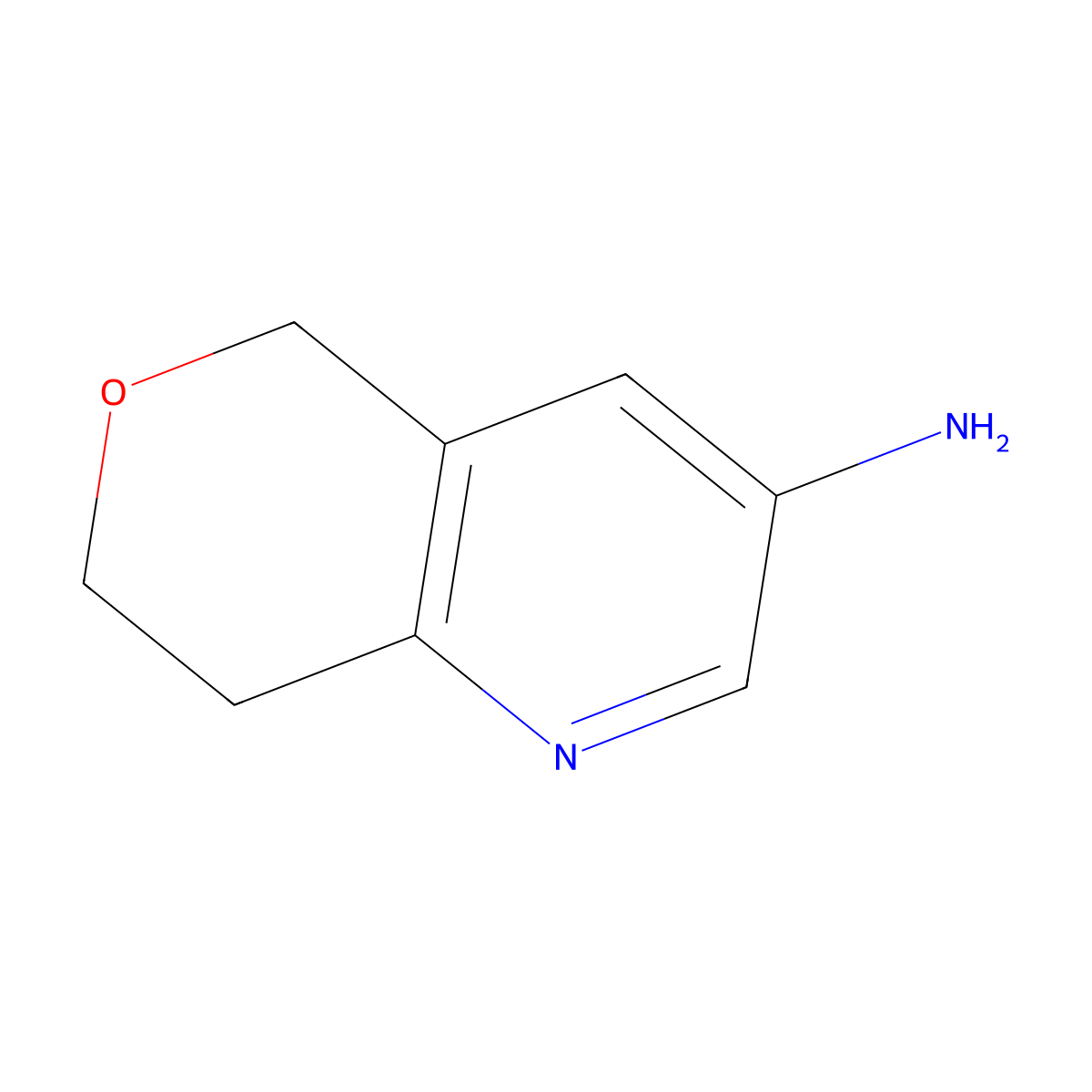 5H,7H,8H-pyrano[4,3-b]pyridin-3-amine molecular structure, CAS 151225-39-7