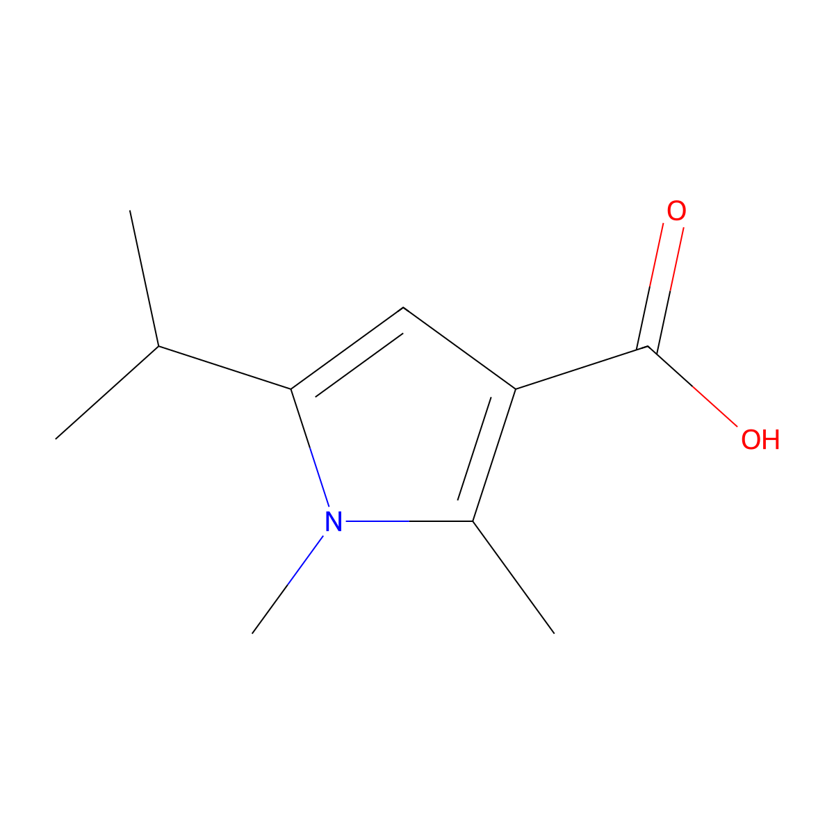 1,2-Dimethyl-5-(propan-2-YL)-1H-pyrrole-3-carboxylic acid molecular structure, CAS 1512251-26-1
