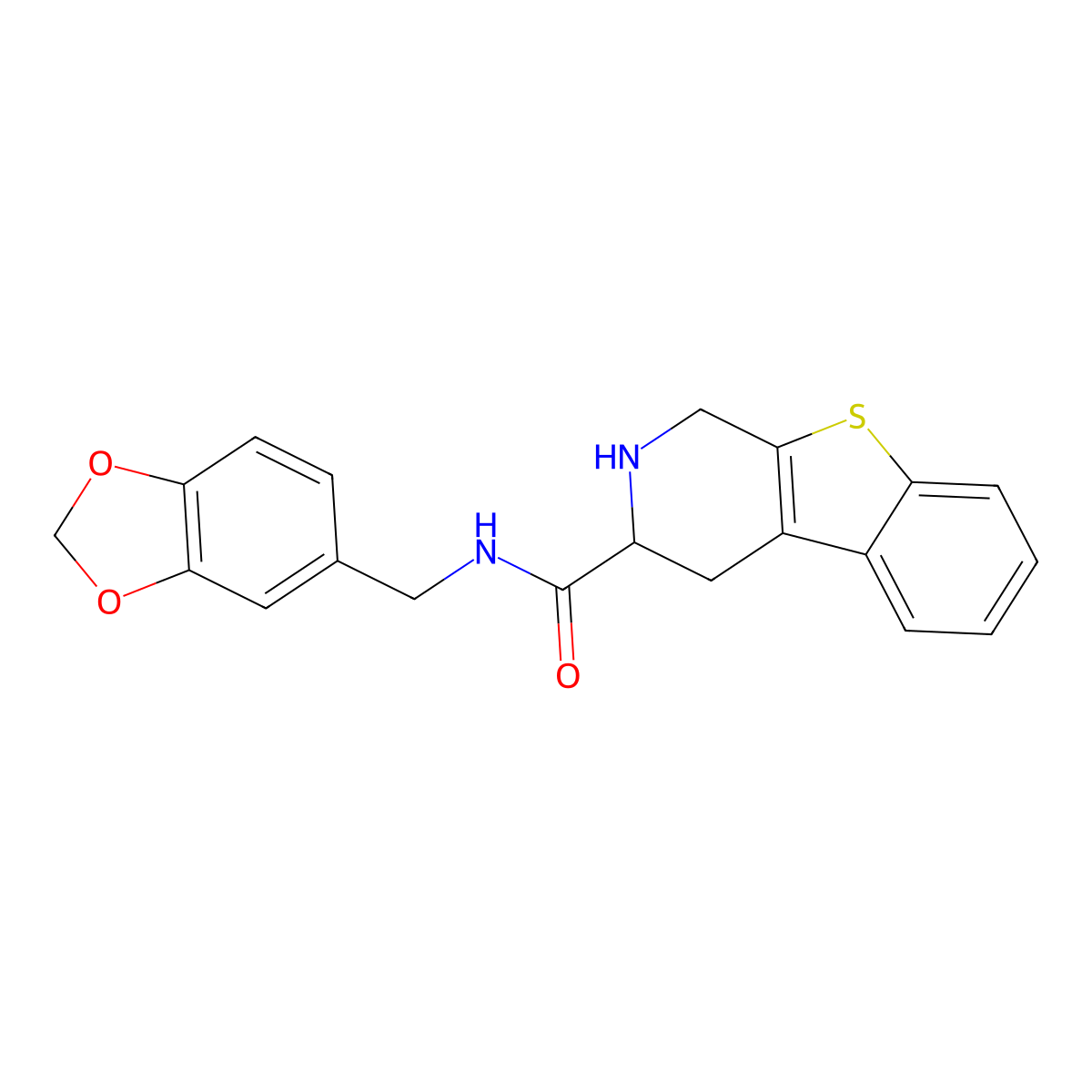 3-((Benzodioxol-5-yl)methylaminocarbonyl)-1,2,3,4-tetrahydro(1)benzothieno(2.3-c)pyridine molecular structure, CAS 151227-58-6
