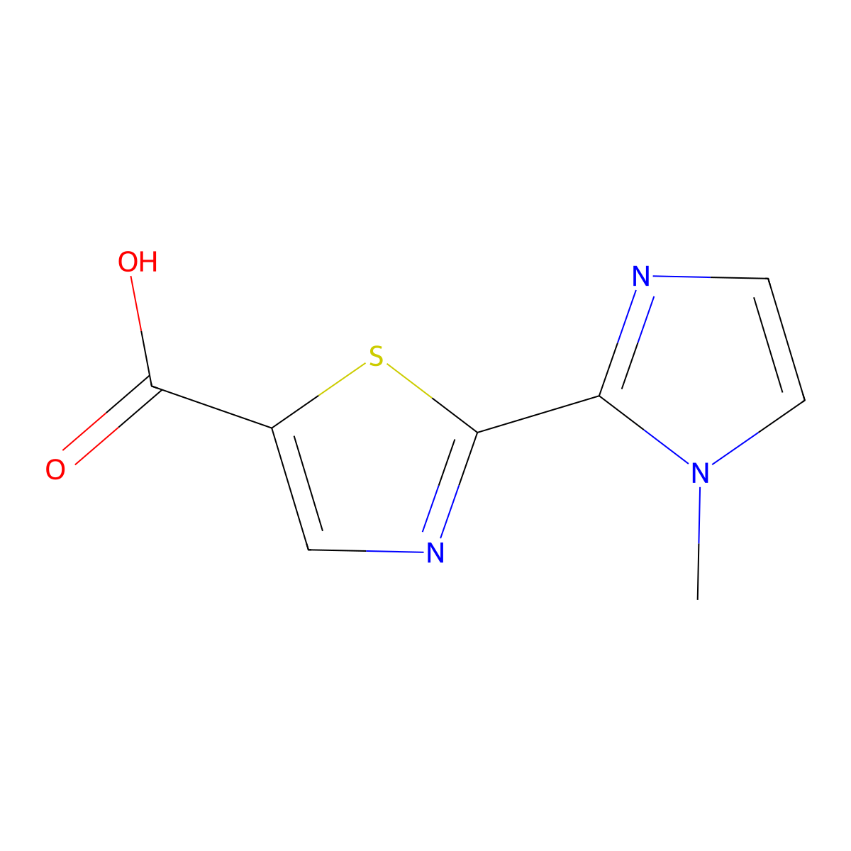 2-(1-methyl-1H-imidazol-2-yl)-1,3-thiazole-5-carboxylic acid molecular structure, CAS 1512284-88-6