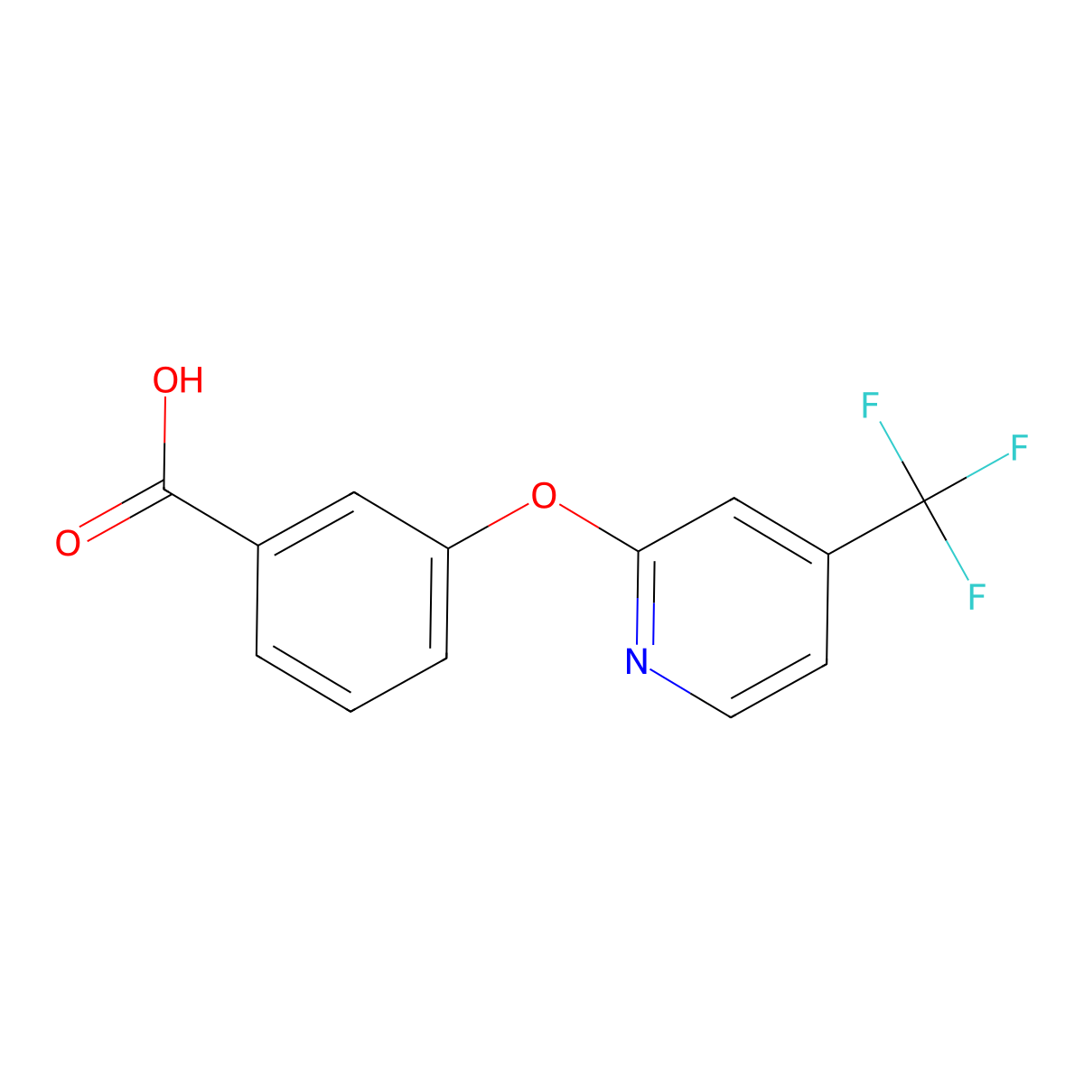 3-{[4-(Trifluoromethyl)pyridin-2-yl]oxy}benzoic acid molecular structure, CAS 1512289-45-0