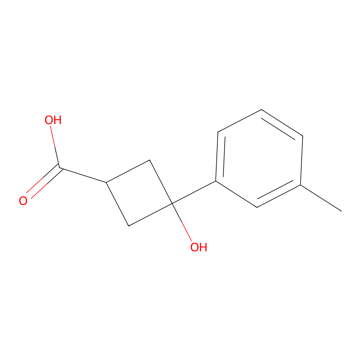 3-Hydroxy-3-(3-methylphenyl)cyclobutanecarboxylic acid molecular structure, CAS 1512304-34-5