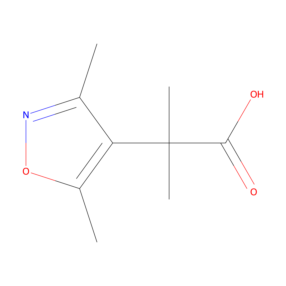 2-(Dimethyl-1,2-oxazol-4-yl)-2-methylpropanoic acid molecular structure, CAS 1512316-93-6