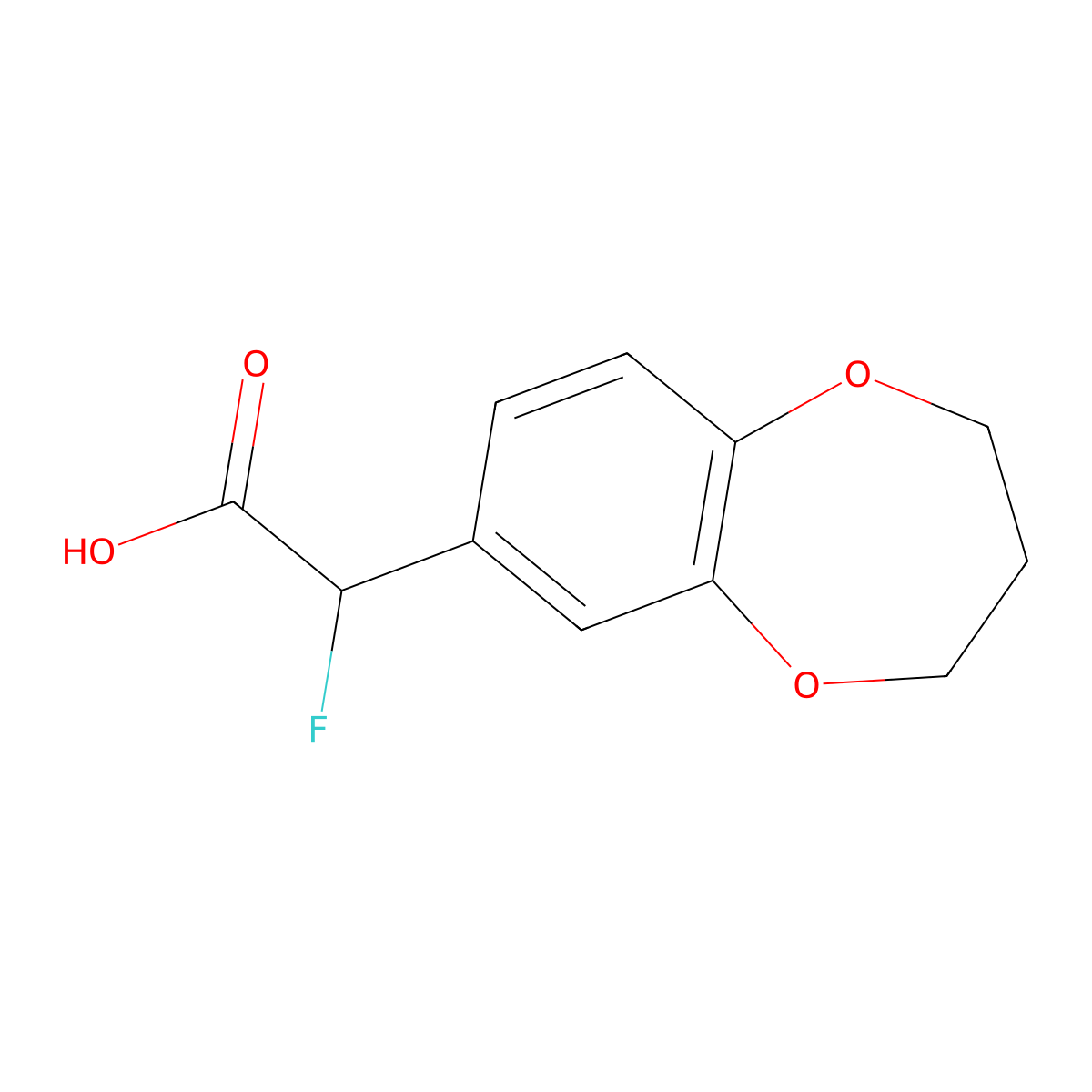 2-(3,4-Dihydro-2h-benzo[b][1,4]dioxepin-7-yl)-2-fluoroacetic acid molecular structure, CAS 1512366-05-0