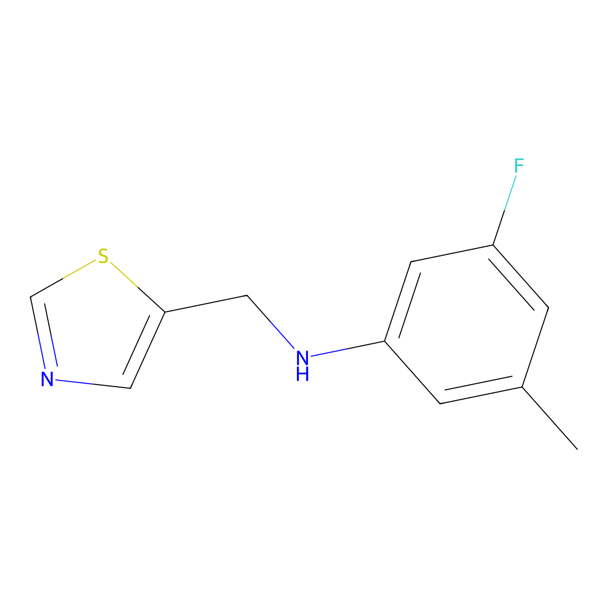 3-fluoro-5-methyl-N-[(1,3-thiazol-5-yl)methyl]aniline molecular structure, CAS 1512386-66-1