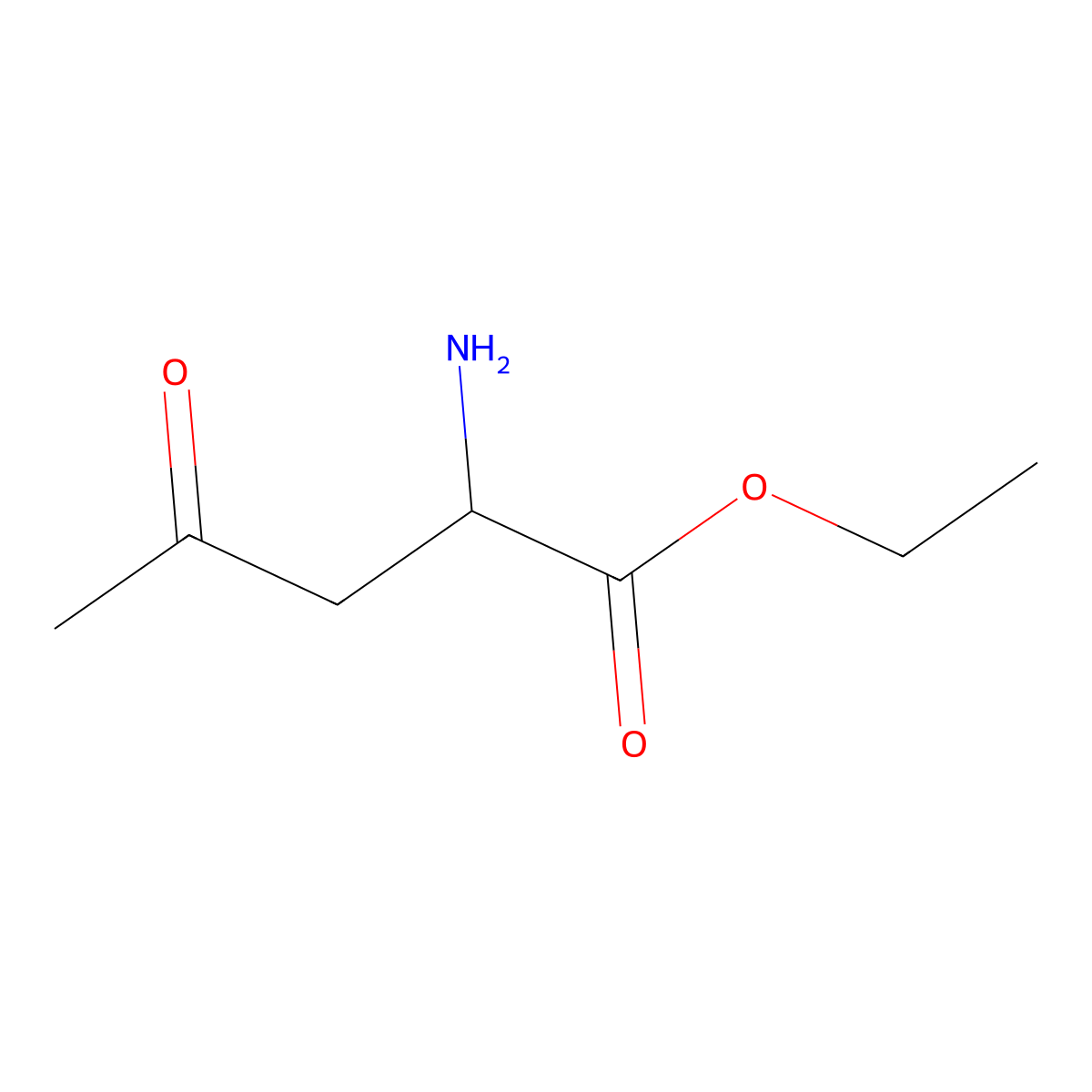 Ethyl 2-amino-4-oxopentanoate molecular structure, CAS 1512392-67-4