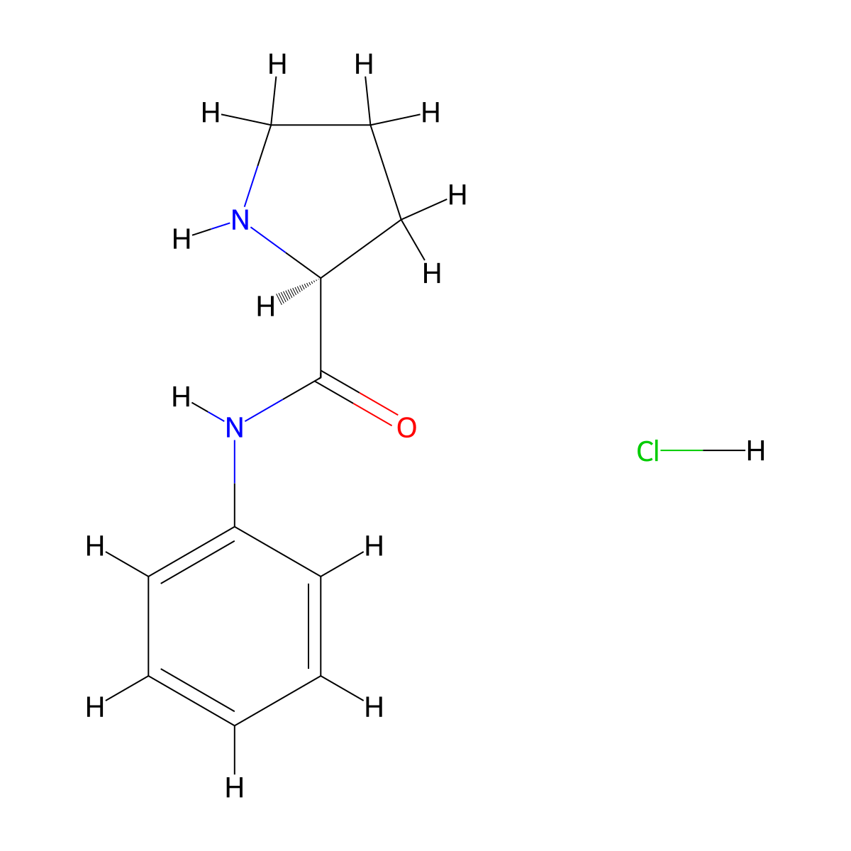 (2S)-N-phenylpyrrolidine-2-carboxamide hydrochloride molecular structure, CAS 151240-17-4
