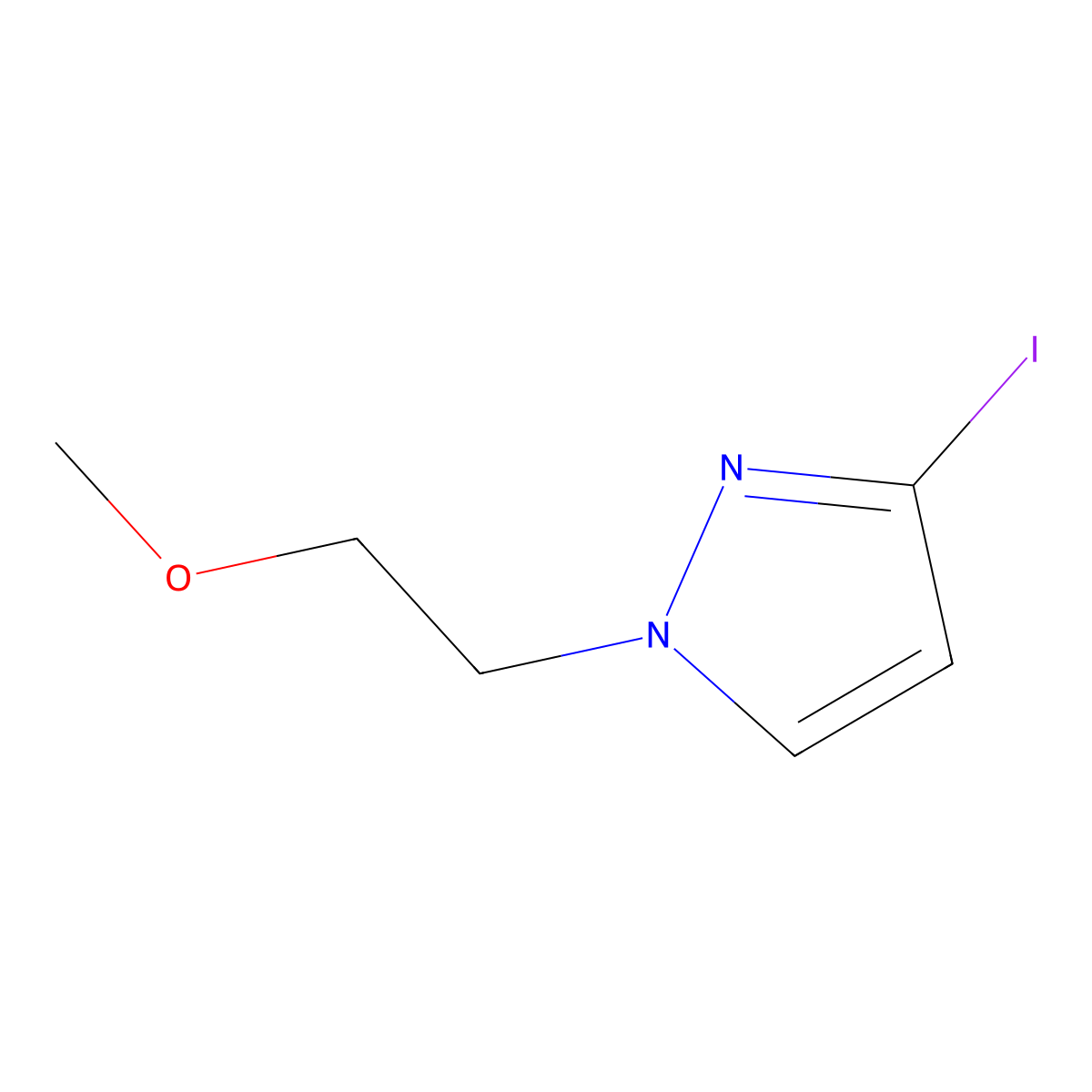 3-iodo-1-(2-methoxyethyl)-1H-pyrazole molecular structure, CAS 1512429-29-6