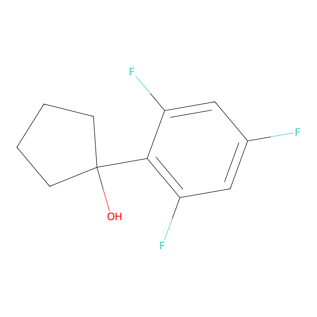1-(2,4,6-Trifluorophenyl)cyclopentanol molecular structure, CAS 1512450-66-6