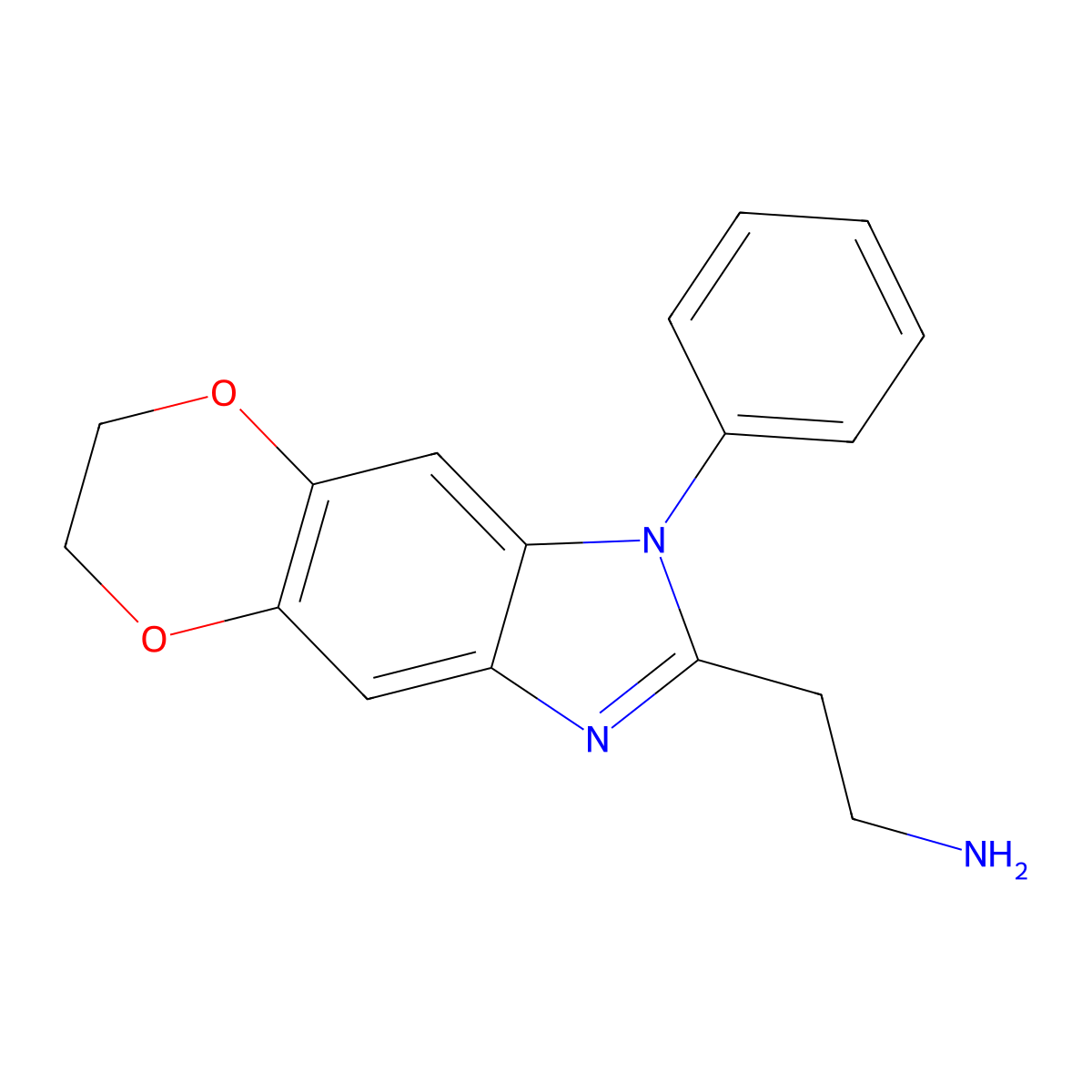 2-{6-Phenyl-10,13-dioxa-4,6-diazatricyclo[7.4.0.0,3,7]trideca-1,3(7),4,8-tetraen-5-yl}ethan-1-amine molecular structure, CAS 1512466-22-6