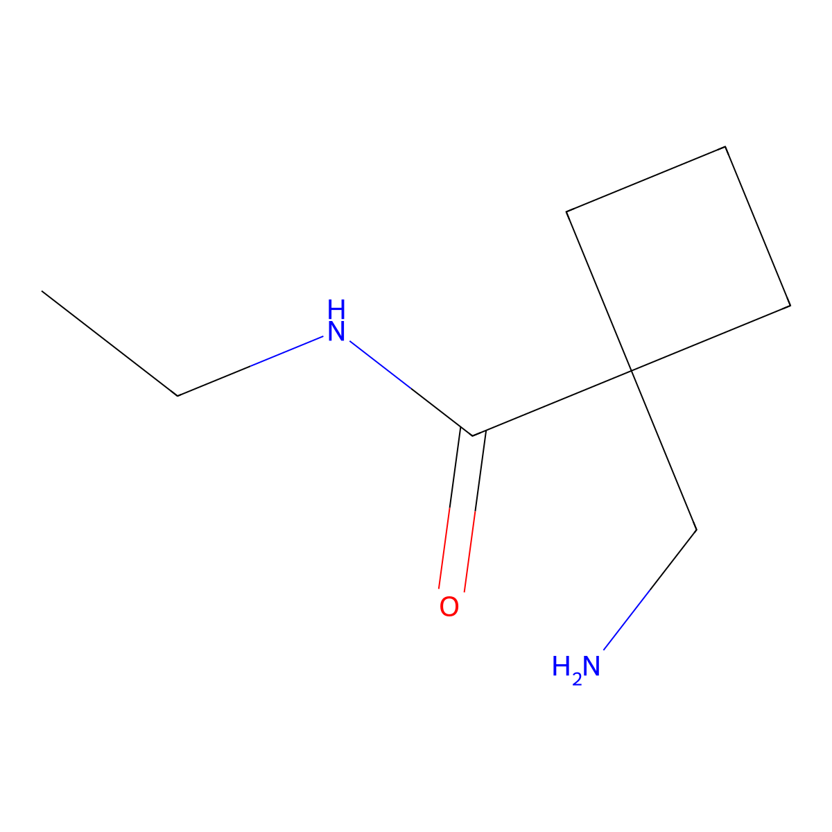 1-(aminomethyl)-N-ethylcyclobutane-1-carboxamide molecular structure, CAS 1512472-63-7