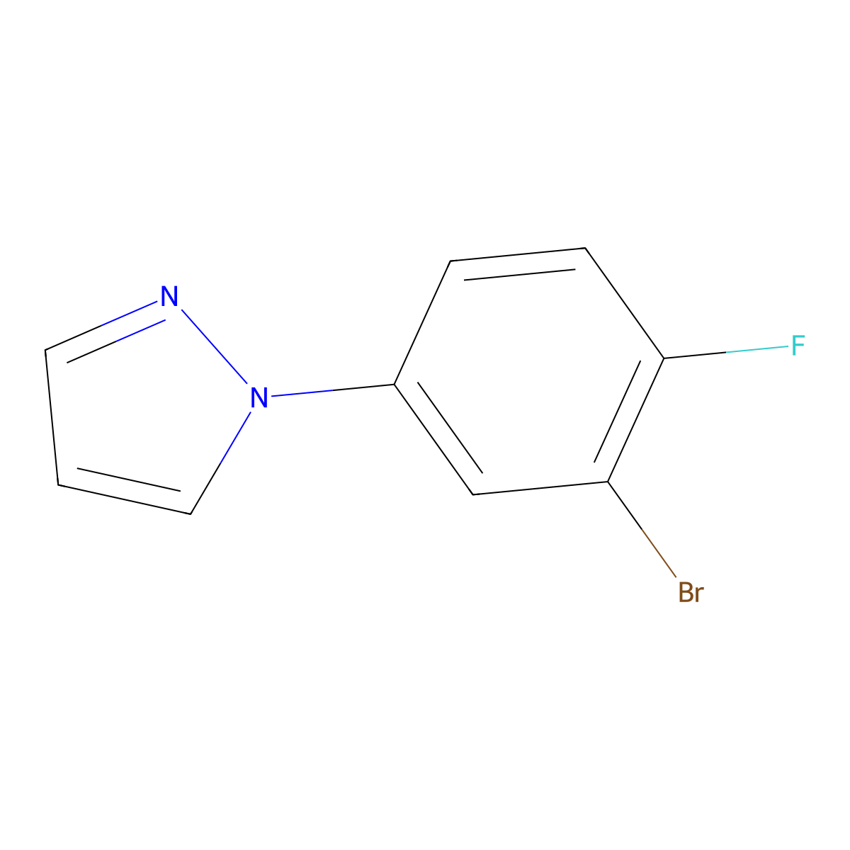 1-(3-Bromo-4-fluorophenyl)-1H-pyrazole molecular structure, CAS 1512483-41-8