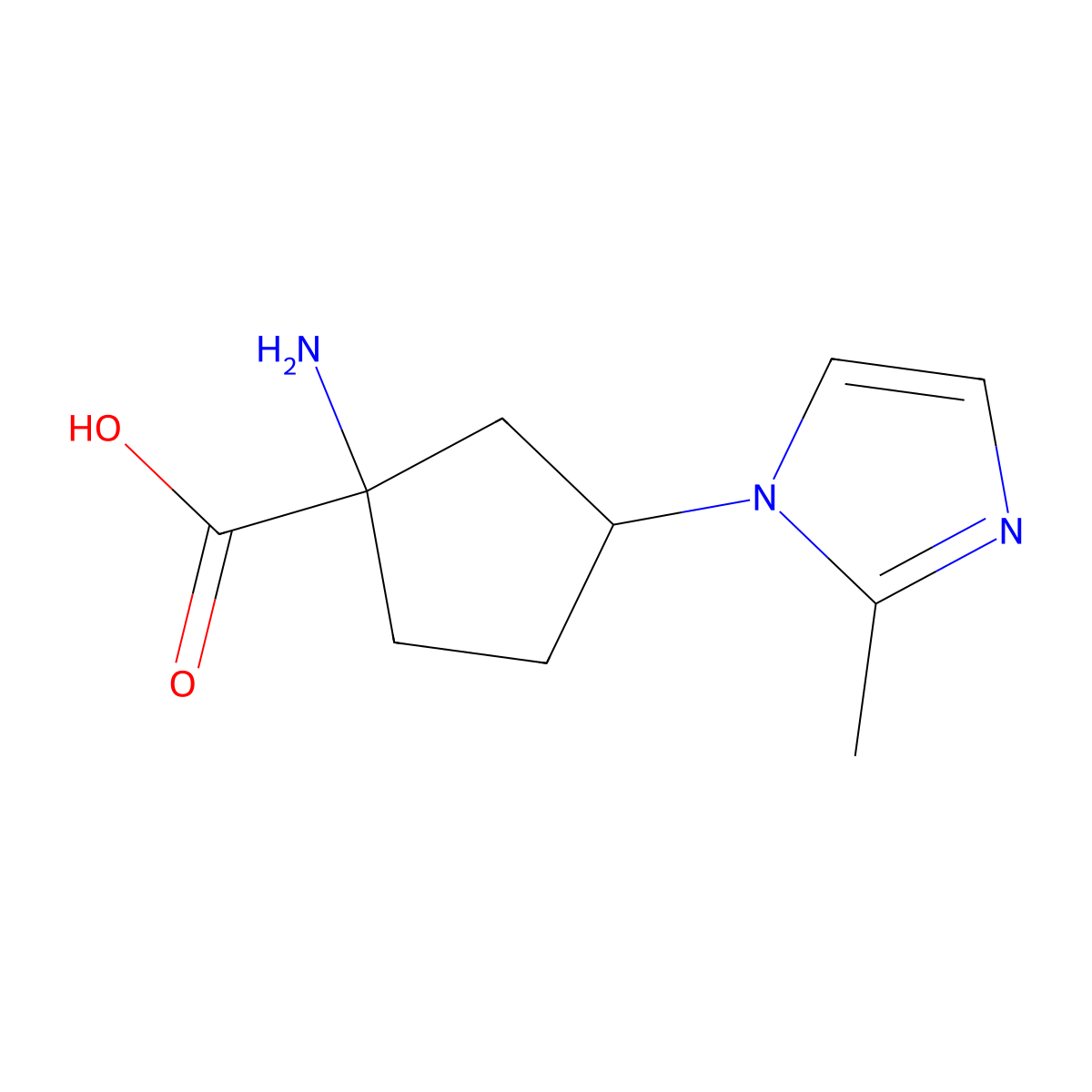 1-amino-3-(2-methyl-1H-imidazol-1-yl)cyclopentane-1-carboxylic acid molecular structure, CAS 1512487-27-2