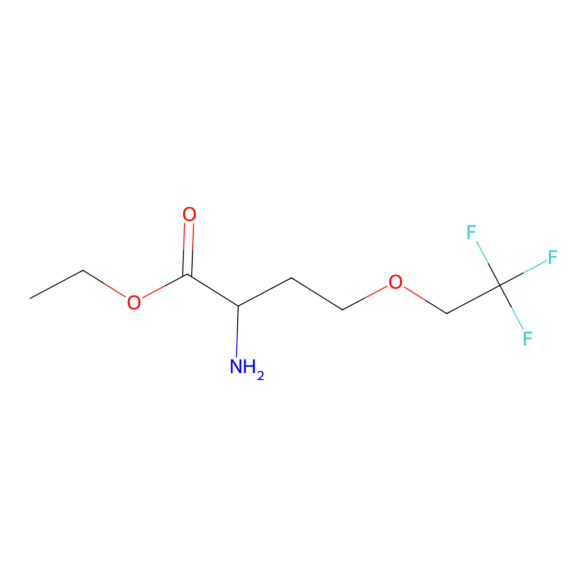 Ethyl 2-amino-4-(2,2,2-trifluoroethoxy)butanoate molecular structure, CAS 1512498-82-6