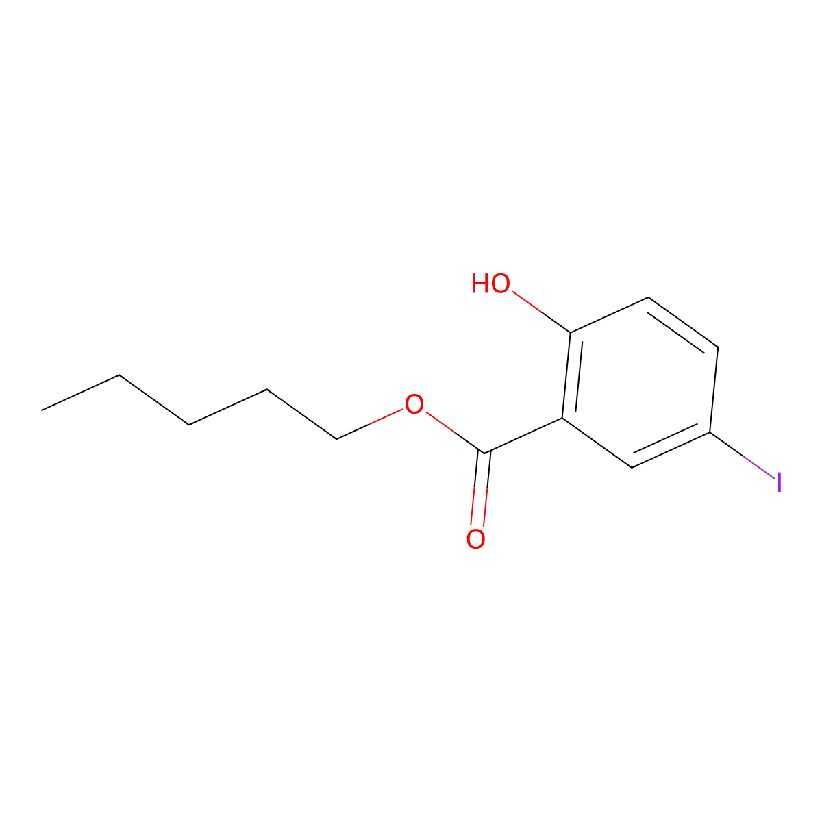 Pentyl 2-hydroxy-5-iodobenzoate molecular structure, CAS 15125-91-4