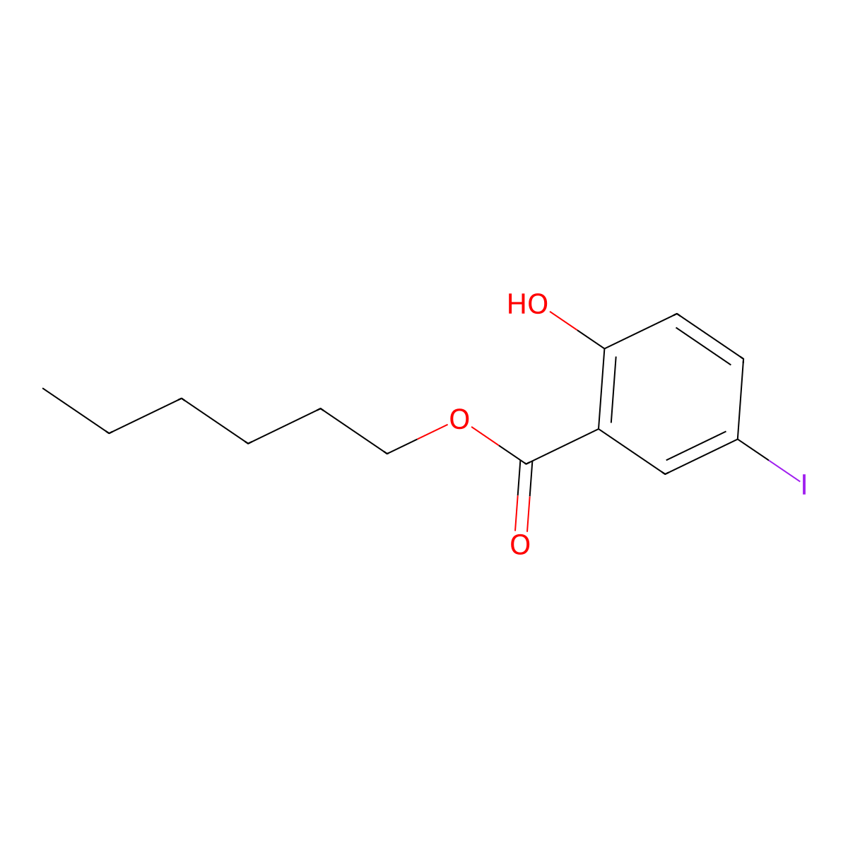 Hexyl 2-hydroxy-5-iodobenzoate molecular structure, CAS 15125-93-6