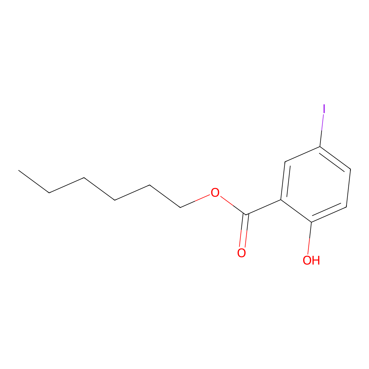 Hexyl 2-hydroxy-5-iodobenzoate molecular structure, CAS 15125-93-6