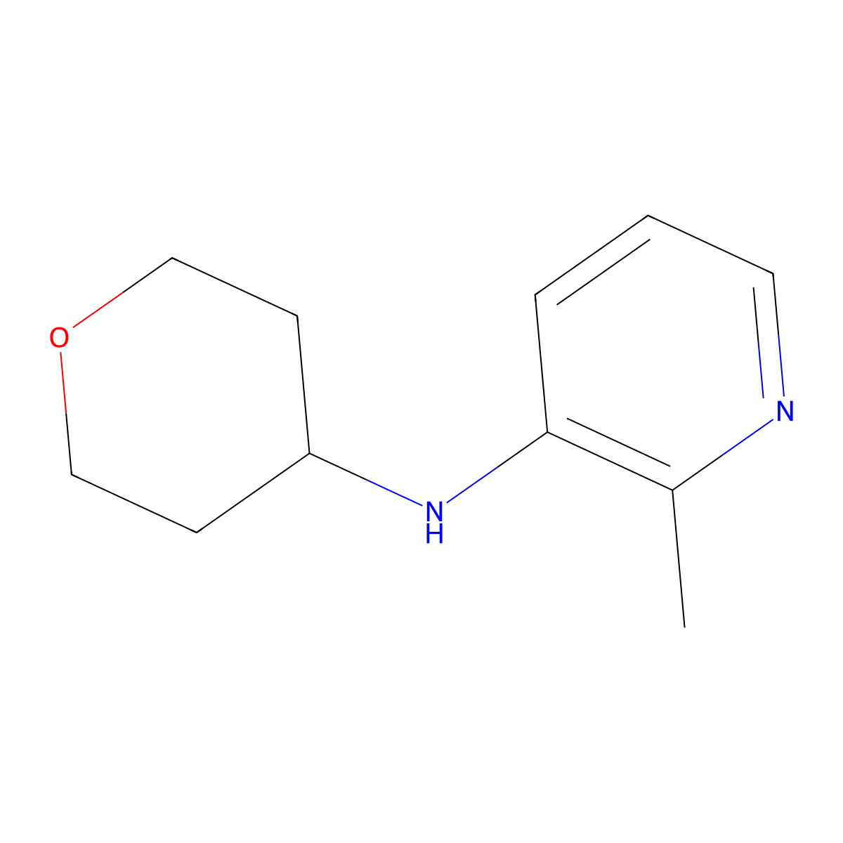 2-methyl-N-(oxan-4-yl)pyridin-3-amine molecular structure, CAS 1512517-19-9
