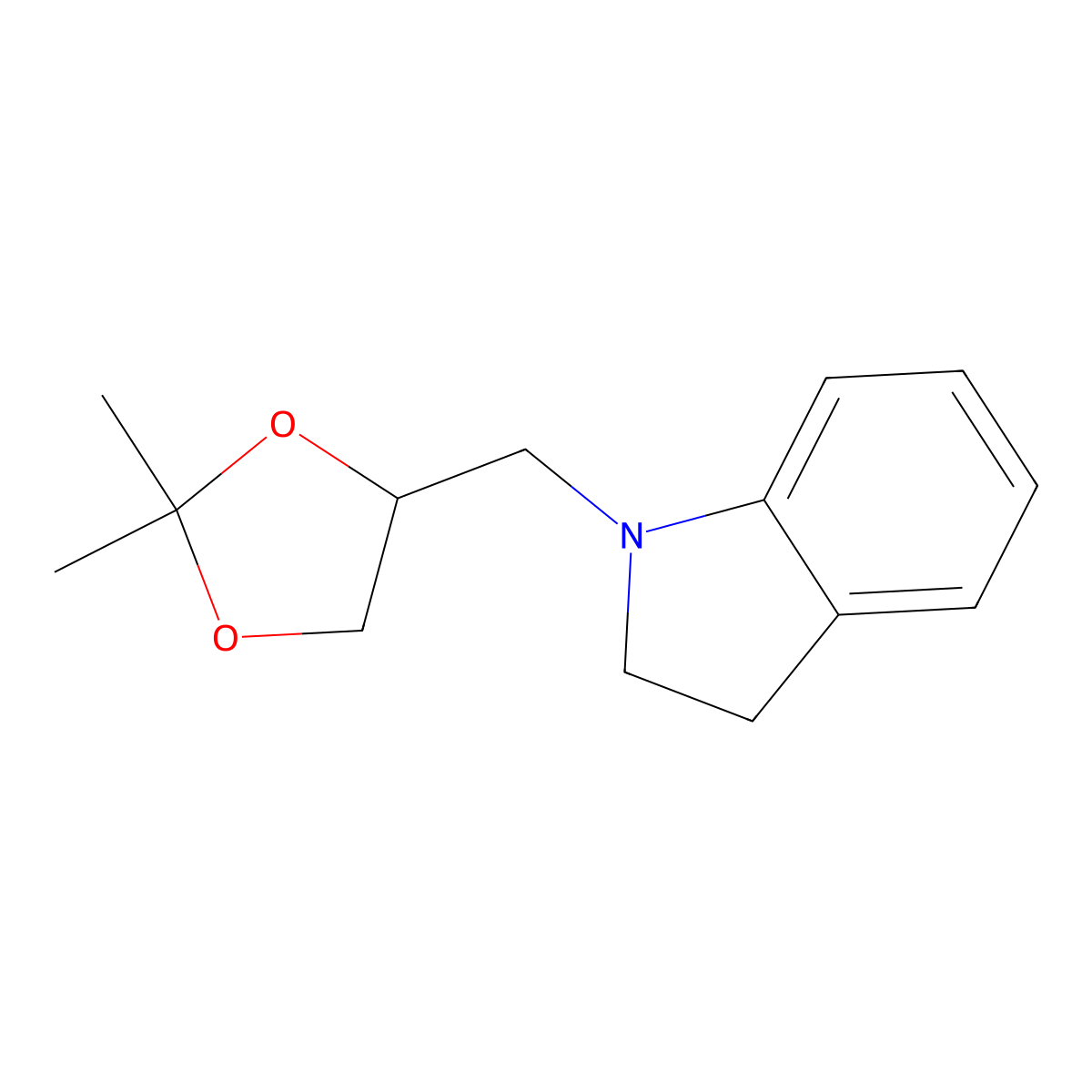 1-{[(4S)-2,2-Dimethyl-1,3-dioxolan-4-yl]methyl}-2,3-dihydro-1H-indole molecular structure, CAS 151252-94-7