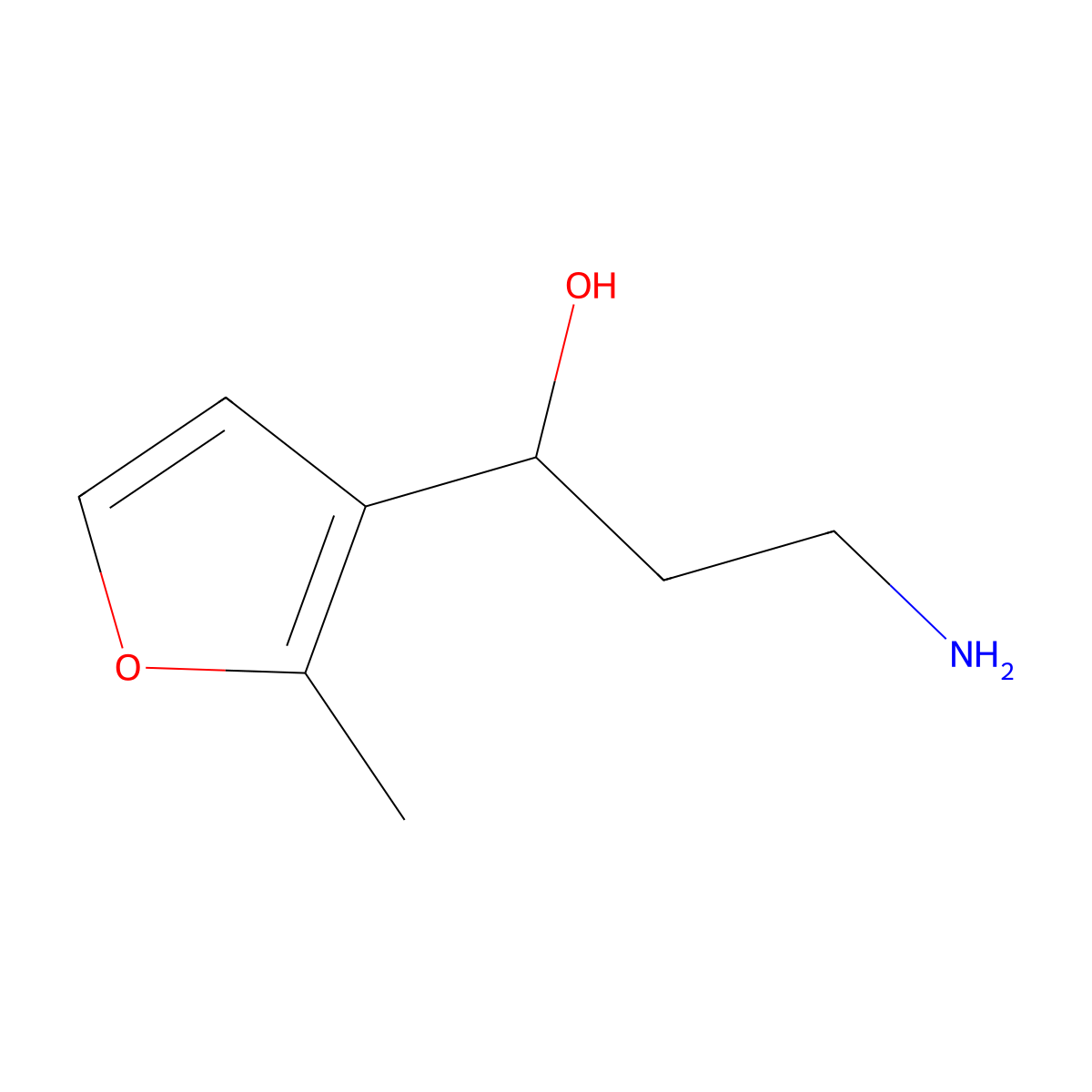 3-Amino-1-(2-methylfuran-3-yl)propan-1-ol molecular structure, CAS 1512520-77-2