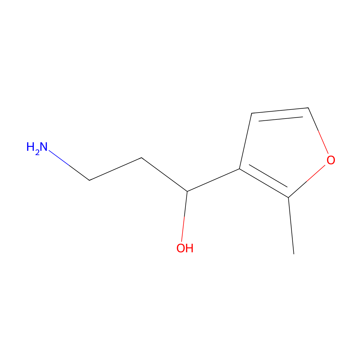 3-Amino-1-(2-methylfuran-3-yl)propan-1-ol molecular structure, CAS 1512520-77-2