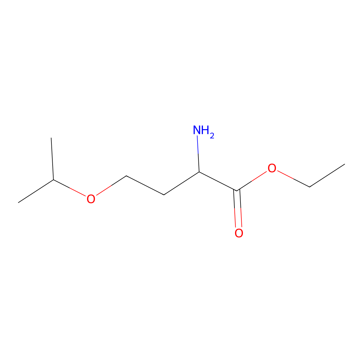 Ethyl 2-amino-4-(propan-2-yloxy)butanoate molecular structure, CAS 1512521-62-8