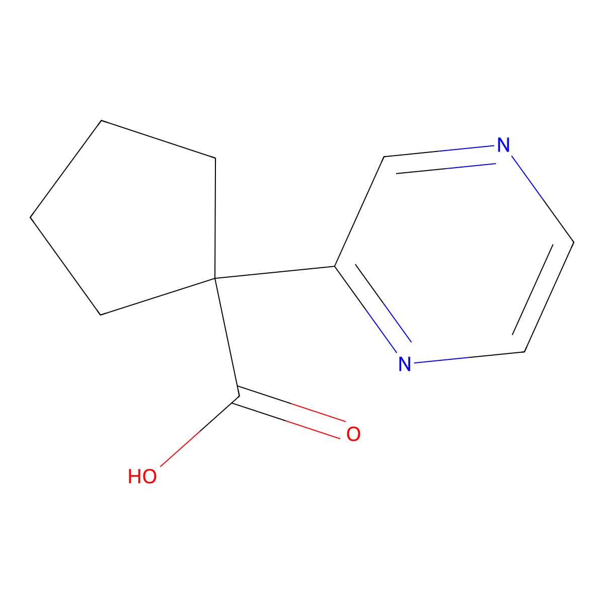 1-(Pyrazin-2-yl)cyclopentane-1-carboxylic acid molecular structure, CAS 1512525-02-8
