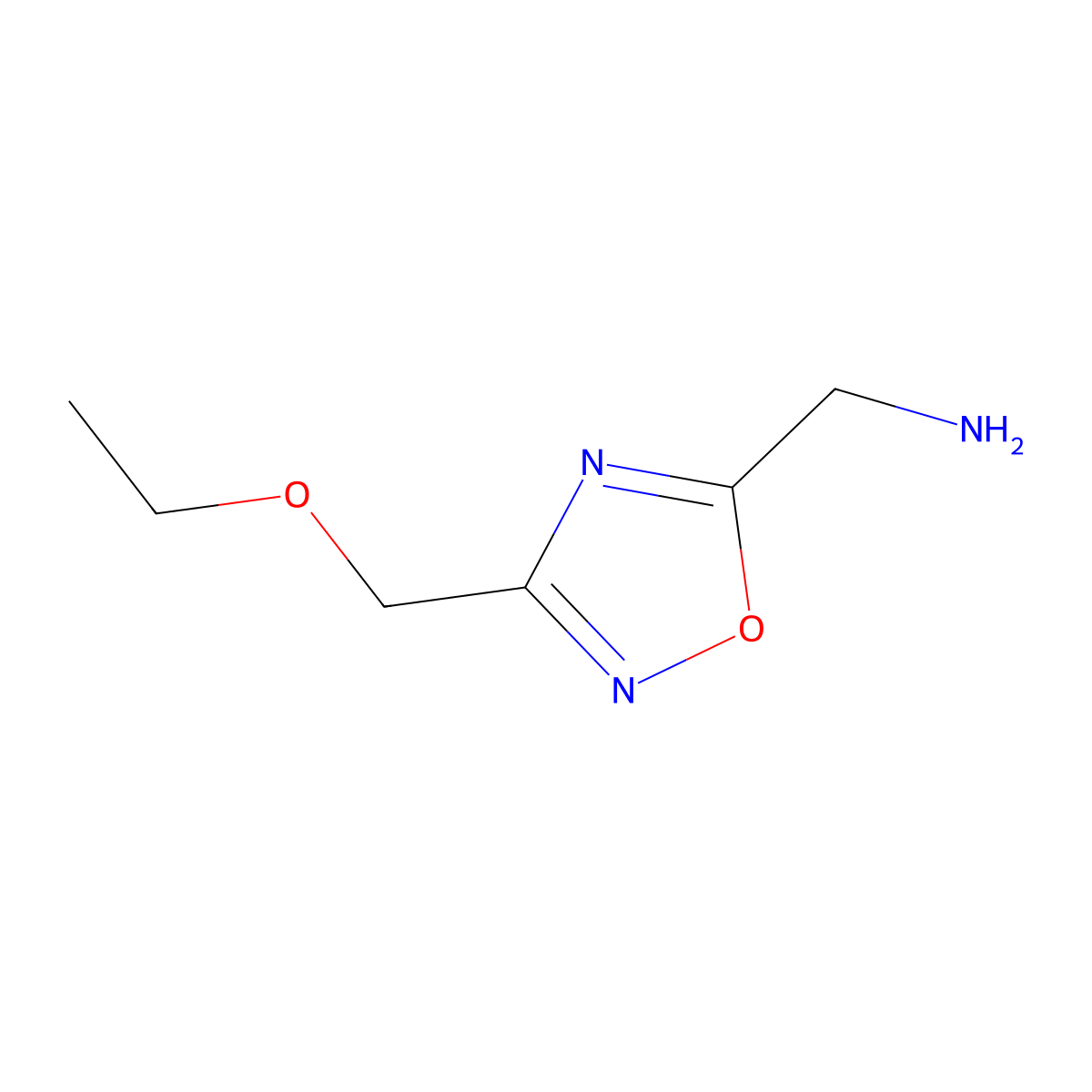 (3-(Ethoxymethyl)-1,2,4-oxadiazol-5-yl)methanamine molecular structure, CAS 1512525-66-4