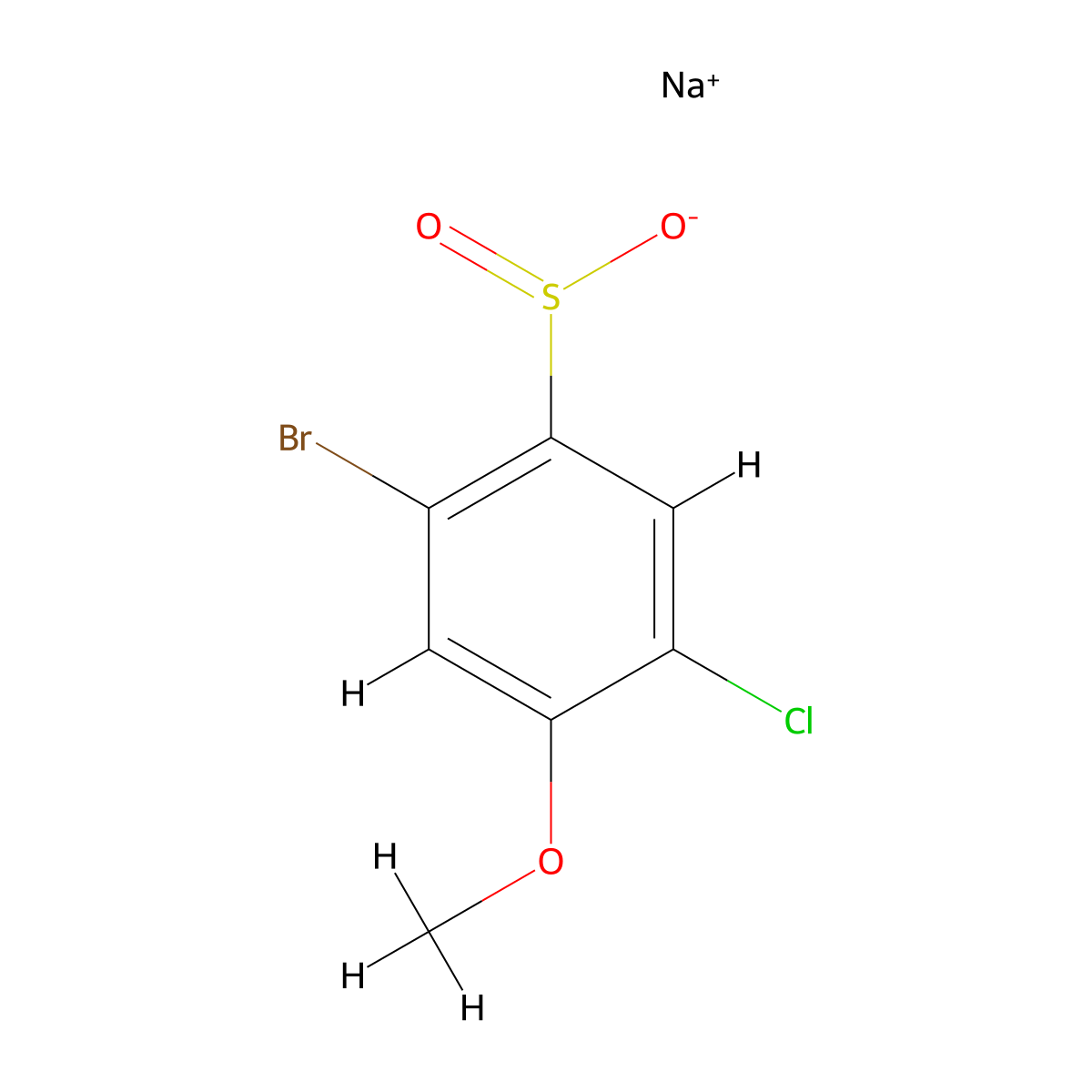 Sodium 2-bromo-5-chloro-4-methoxybenzene-1-sulfinate molecular structure, CAS 1512528-43-6