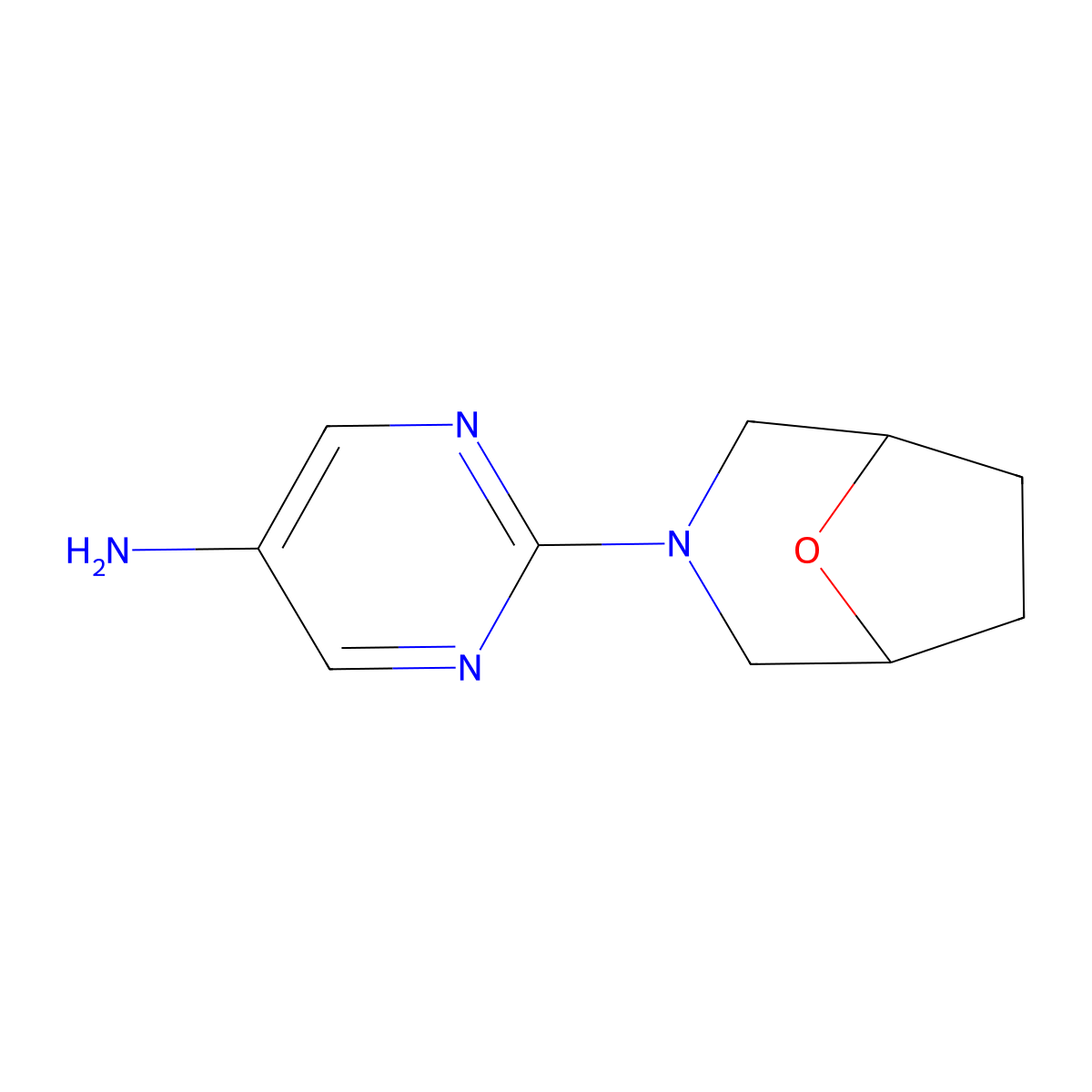 2-{8-Oxa-3-azabicyclo[3.2.1]octan-3-yl}pyrimidin-5-amine molecular structure, CAS 1512538-42-9