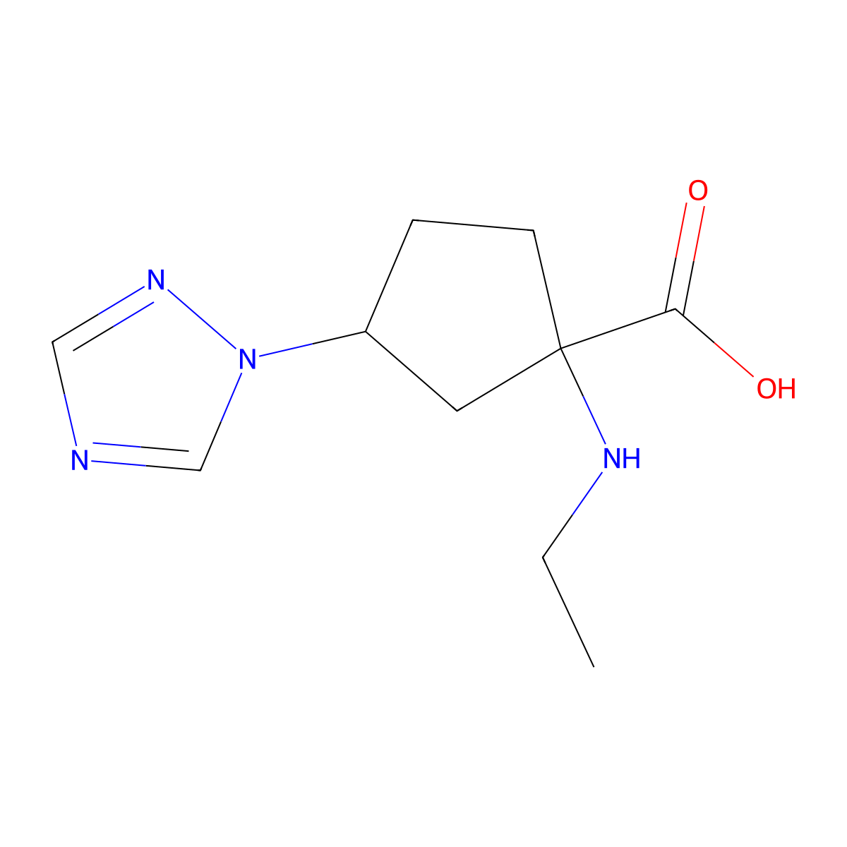 1-(Ethylamino)-3-(1h-1,2,4-triazol-1-yl)cyclopentane-1-carboxylic acid molecular structure, CAS 1512539-94-4