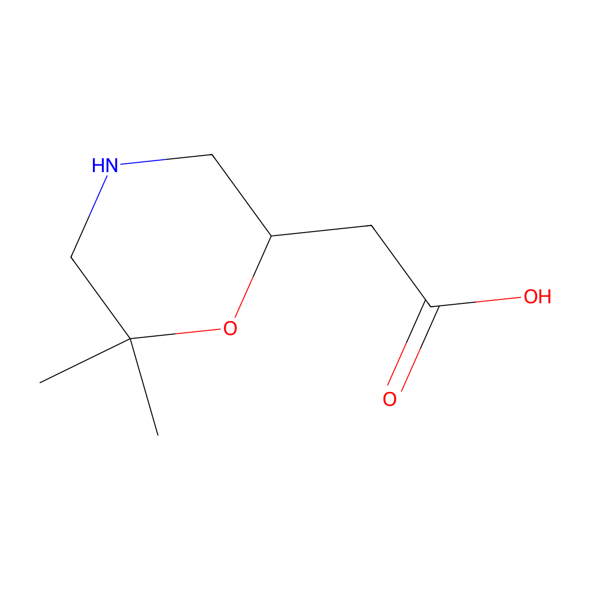 2-(6,6-Dimethylmorpholin-2-yl)acetic acid molecular structure, CAS 1512540-37-2