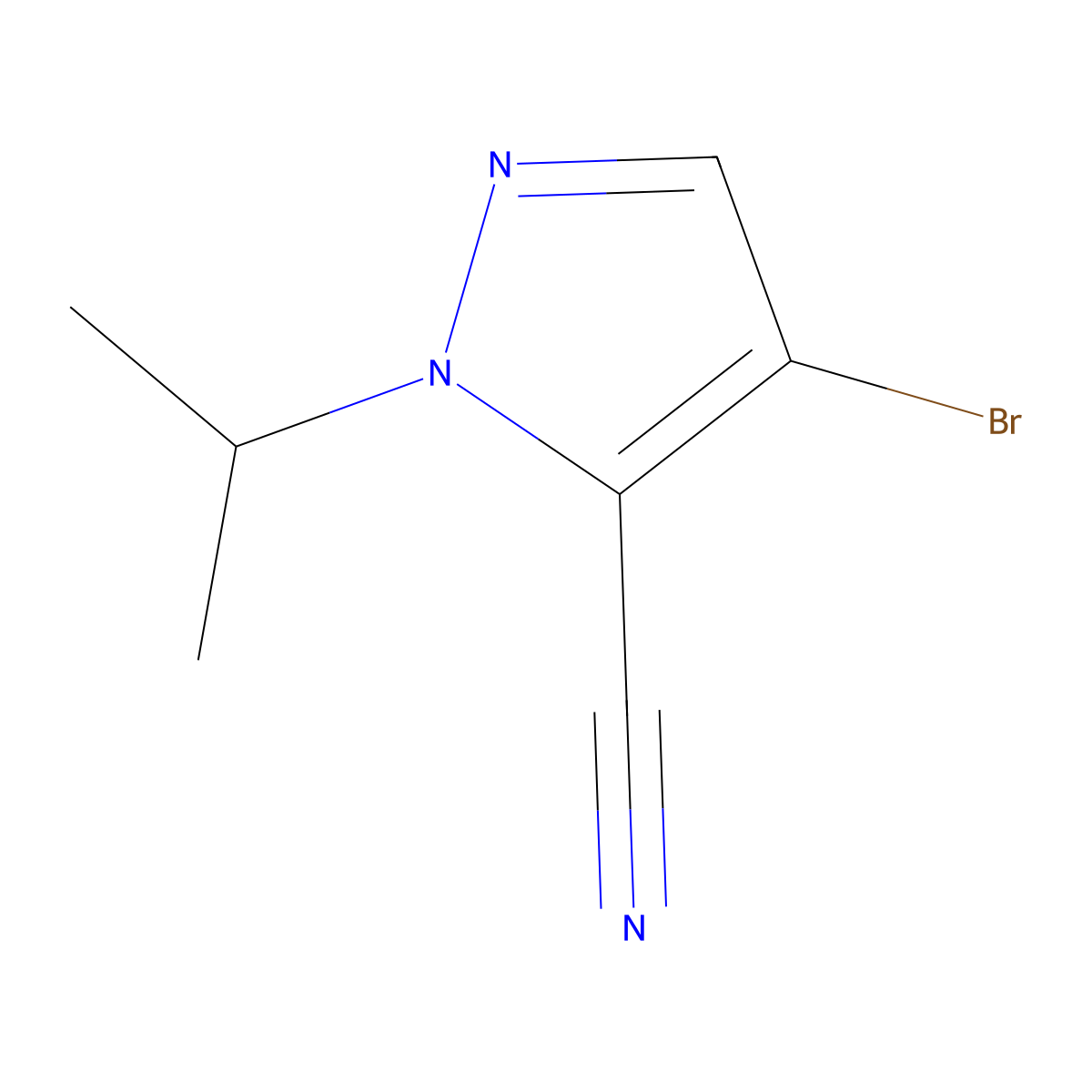4-Bromo-1-(propan-2-yl)-1H-pyrazole-5-carbonitrile molecular structure, CAS 1512544-30-7