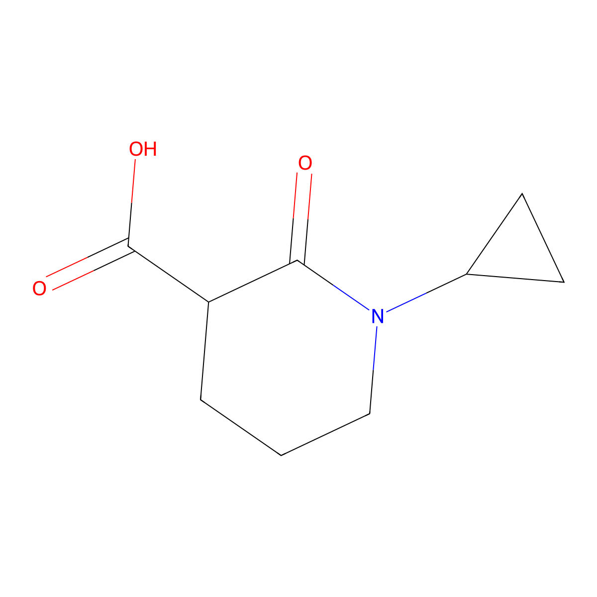 1-Cyclopropyl-2-oxopiperidine-3-carboxylic acid molecular structure, CAS 1512560-07-4