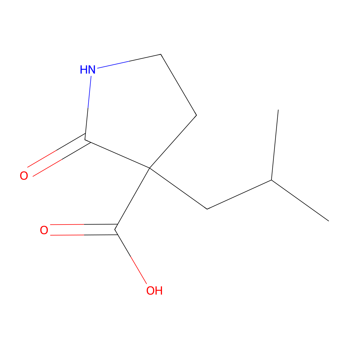 3-(2-Methylpropyl)-2-oxopyrrolidine-3-carboxylic acid molecular structure, CAS 1512564-05-4