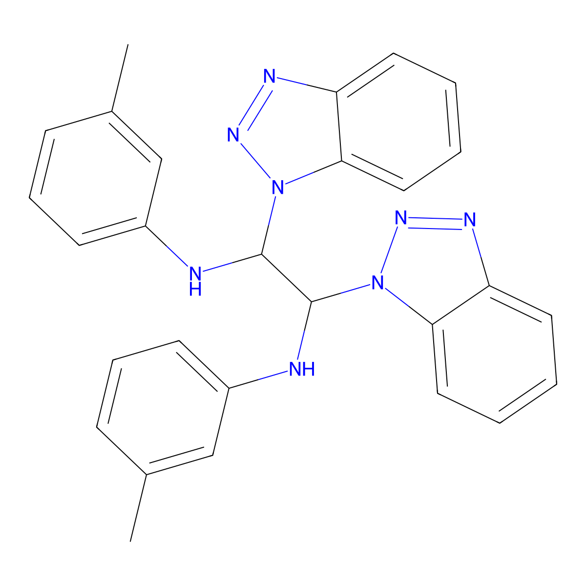 N-[1,2-Bis(1H-1,2,3-benzotriazol-1-yl)-2-[(3-methylphenyl)amino]ethyl]-3-methylaniline molecular structure, CAS 151257-58-8
