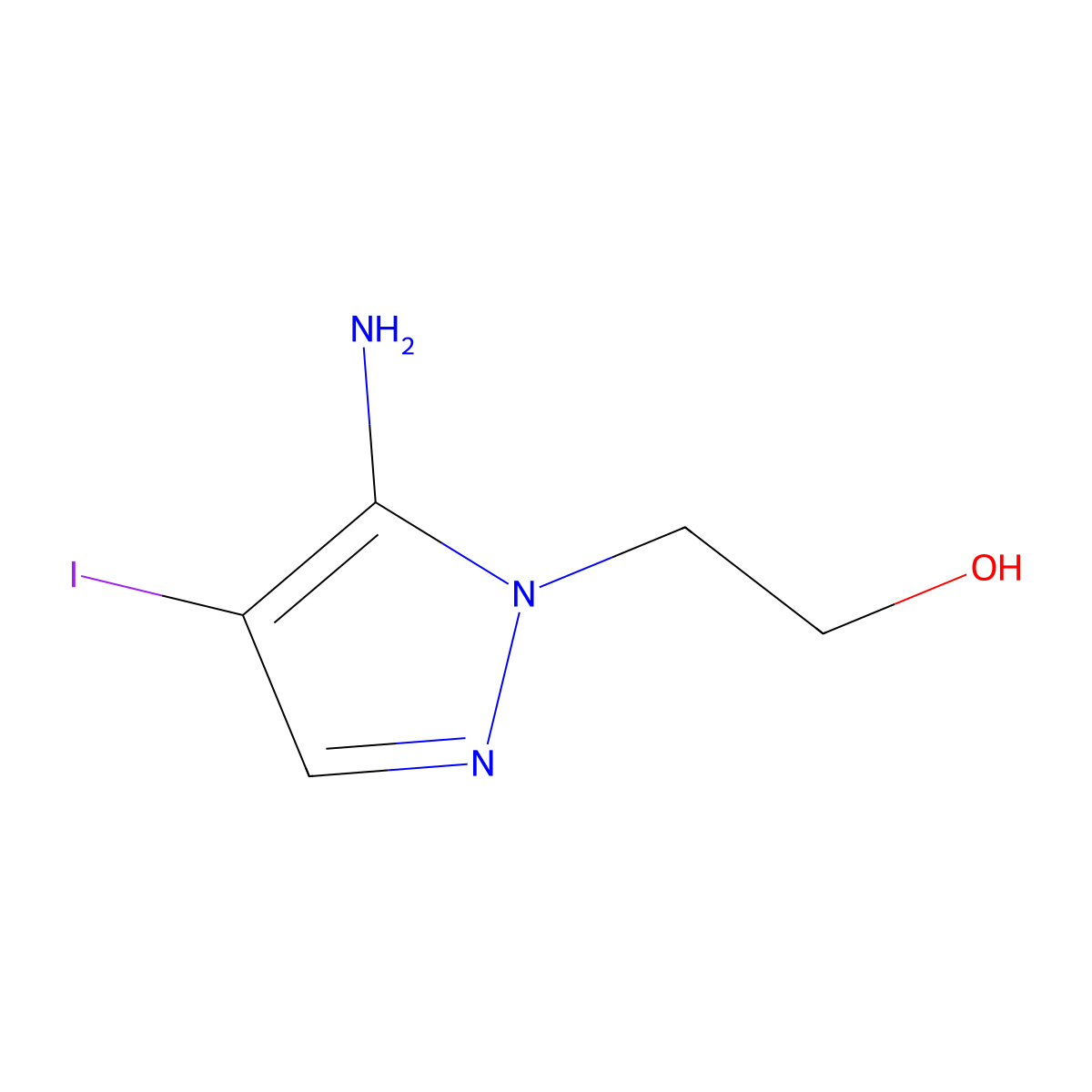 2-(5-amino-4-iodo-1H-pyrazol-1-yl)ethan-1-ol molecular structure, CAS 1512571-32-2
